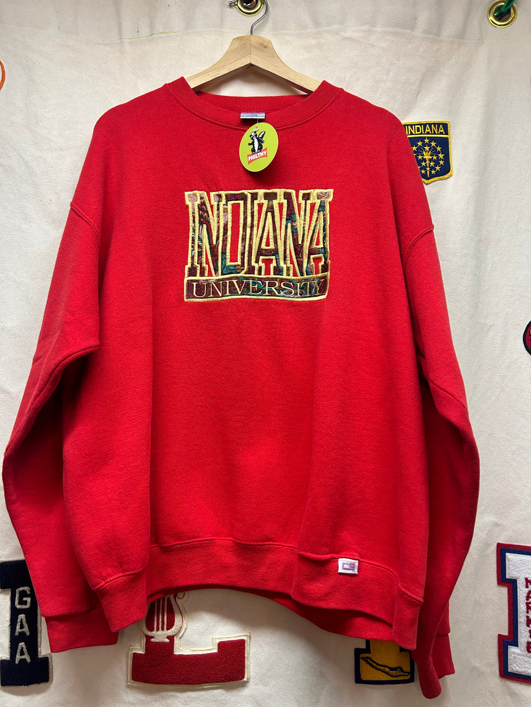 Vintage Indiana University Red Paisley Letters Cotton Crewneck: XL