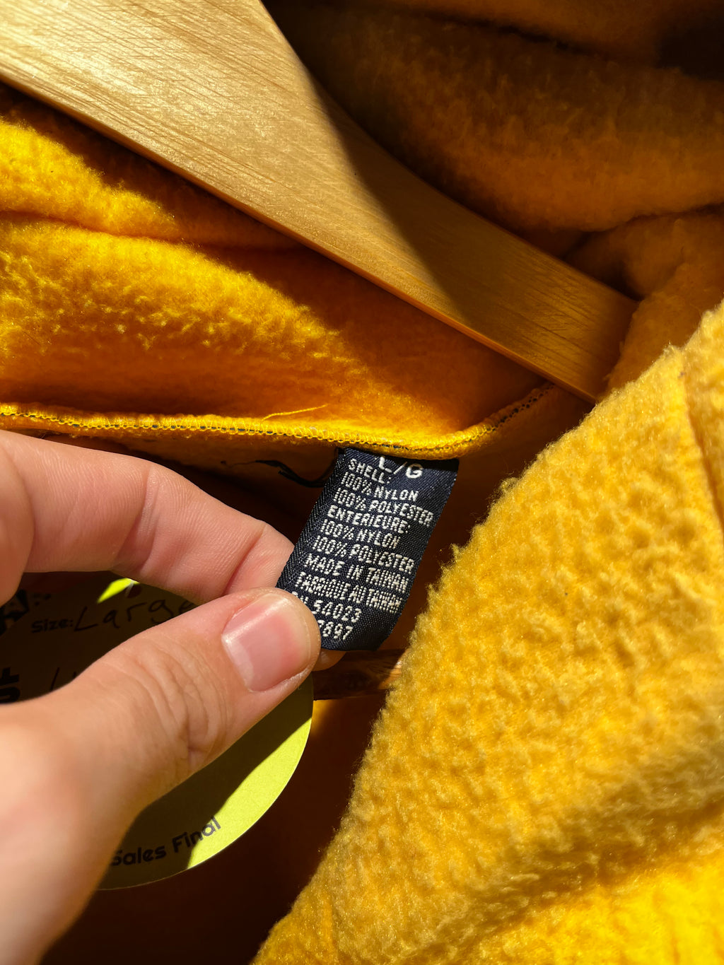 Vintage Gap Arctic Light Fleece Yellow Blue Half Zip Hooded Pullover 90s Jacket: Large