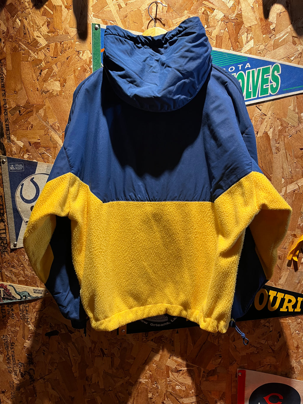 Vintage Gap Arctic Light Fleece Yellow Blue Half Zip Hooded Pullover 90s Jacket: Large