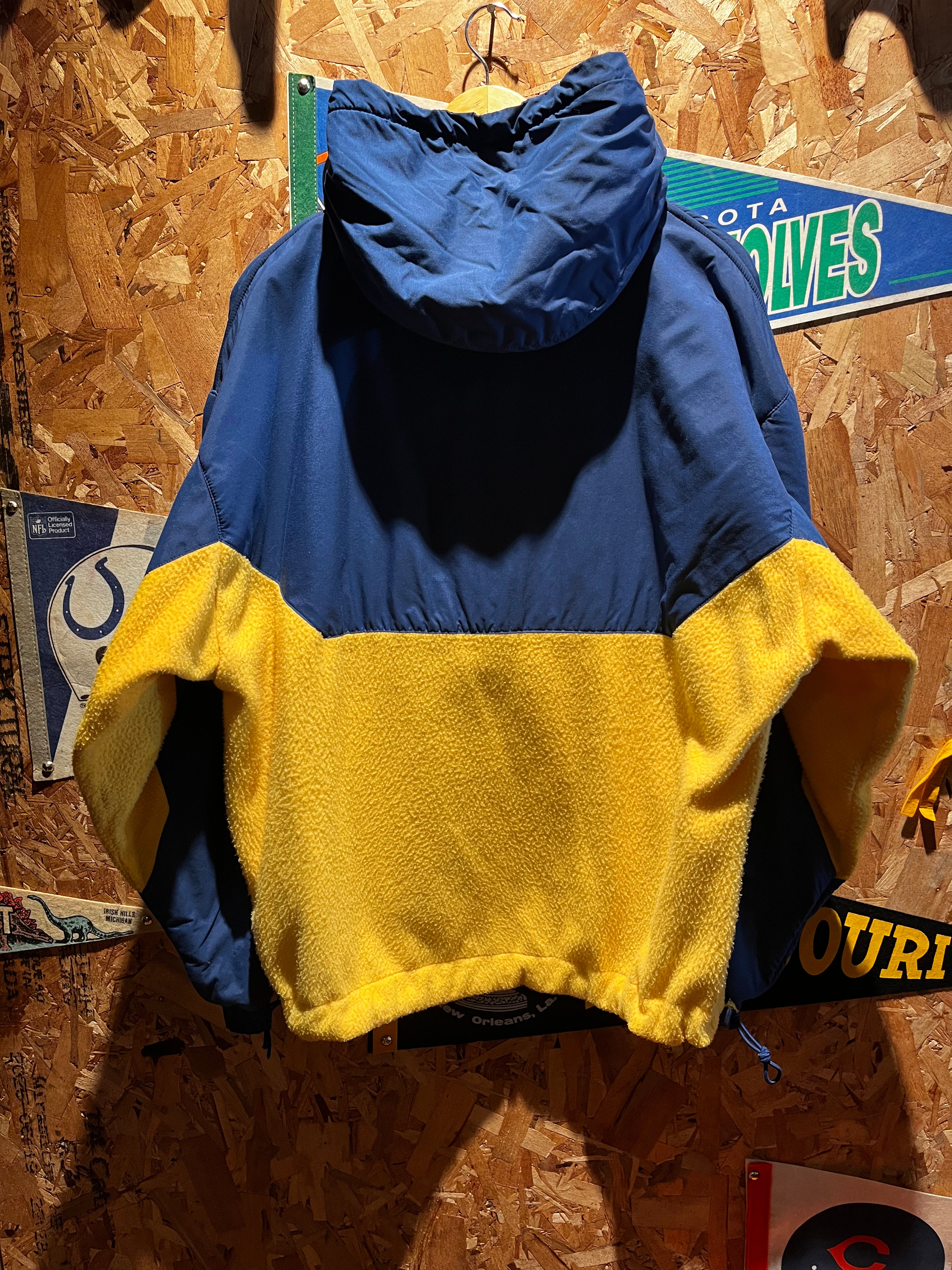 Vintage Gap Arctic Light Fleece Yellow Blue Half Zip Hooded Pullover 90s Jacket: Large