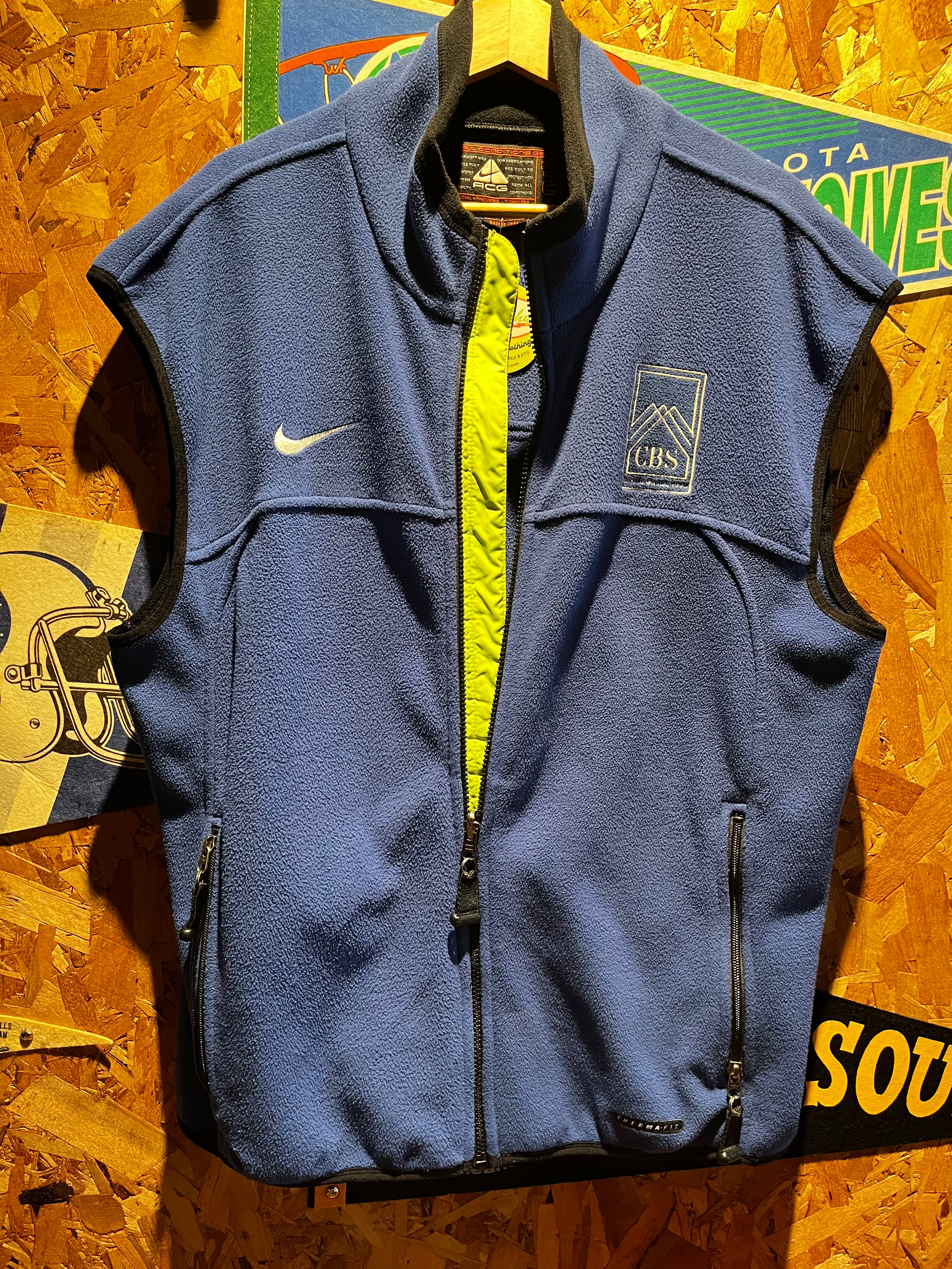 Vintage Nike ACG CBS Olympics Winter Games 1998 Blue Green Fleece Vest: Large