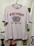 Vintage University of Wisconsin Badgers Striped Over Wear T-Shirt: Large