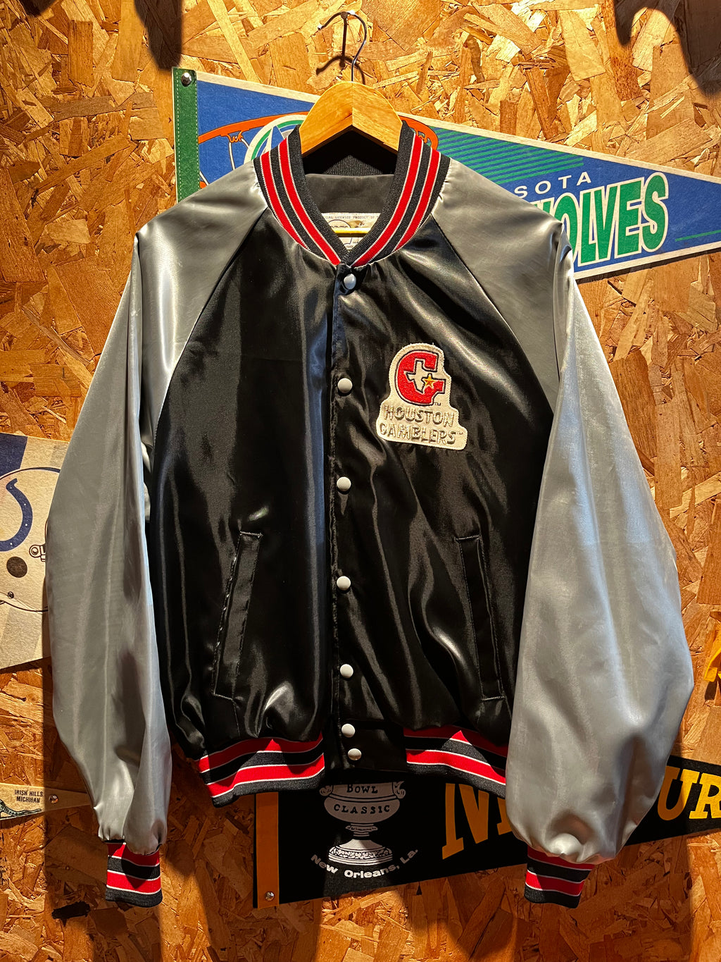 Vintage Houston Gamblers Football USFL Swingster 80's Satin Bomber Jacket: Large