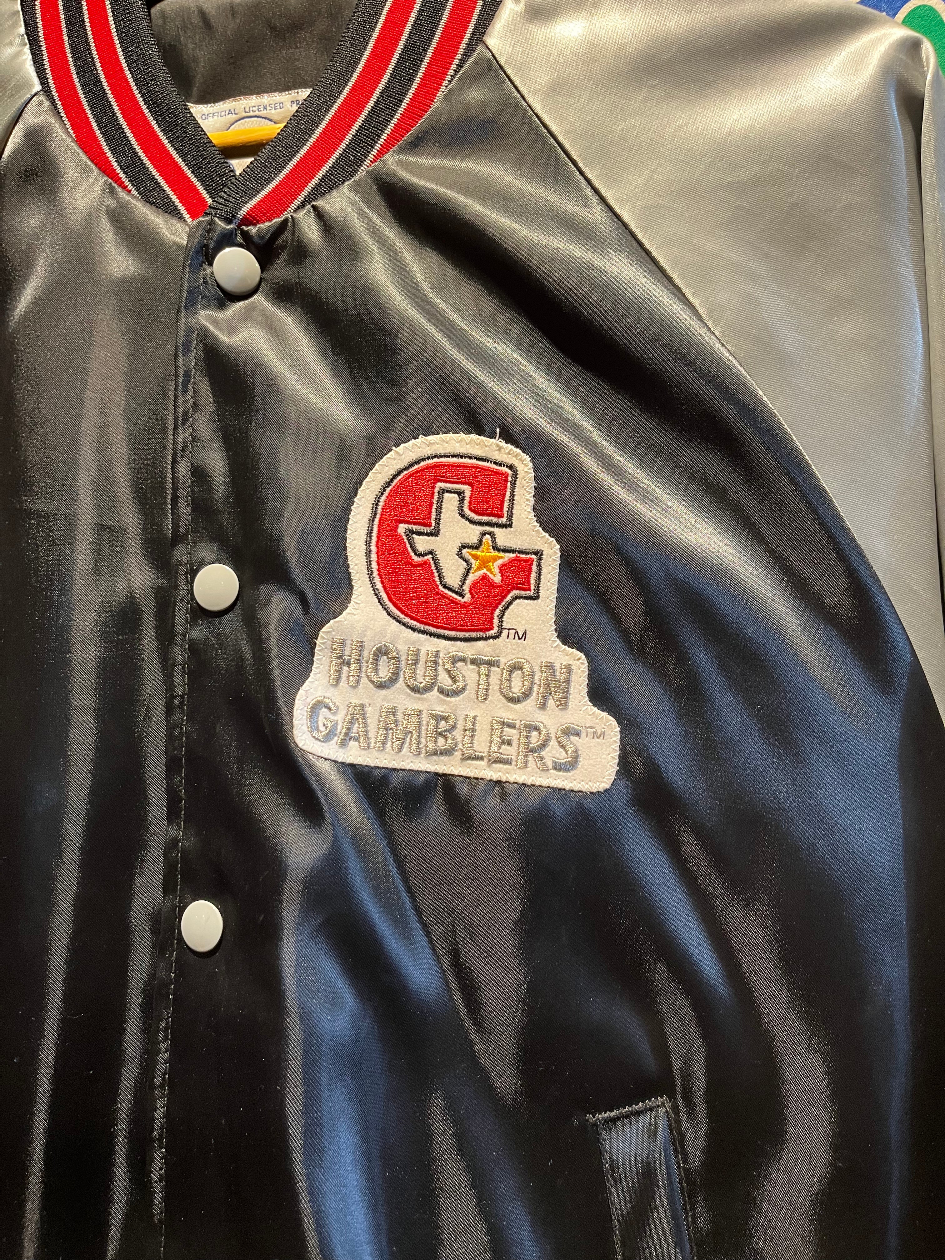 Vintage Houston Gamblers Football USFL Swingster 80's Satin Bomber Jacket: Large
