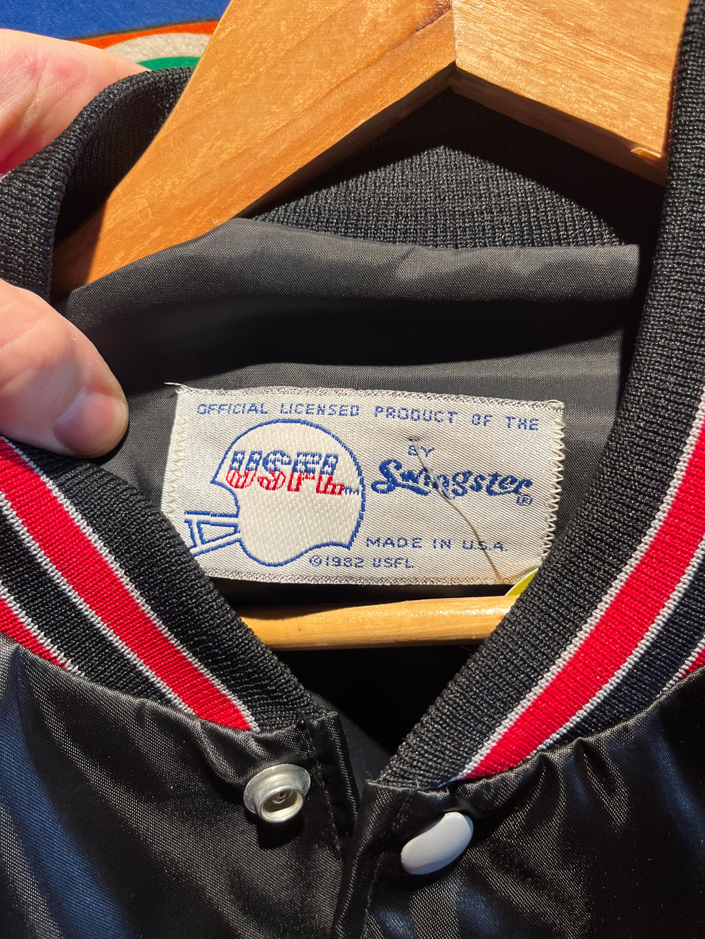 Vintage Houston Gamblers Football USFL Swingster 80's Satin Bomber Jacket: Large