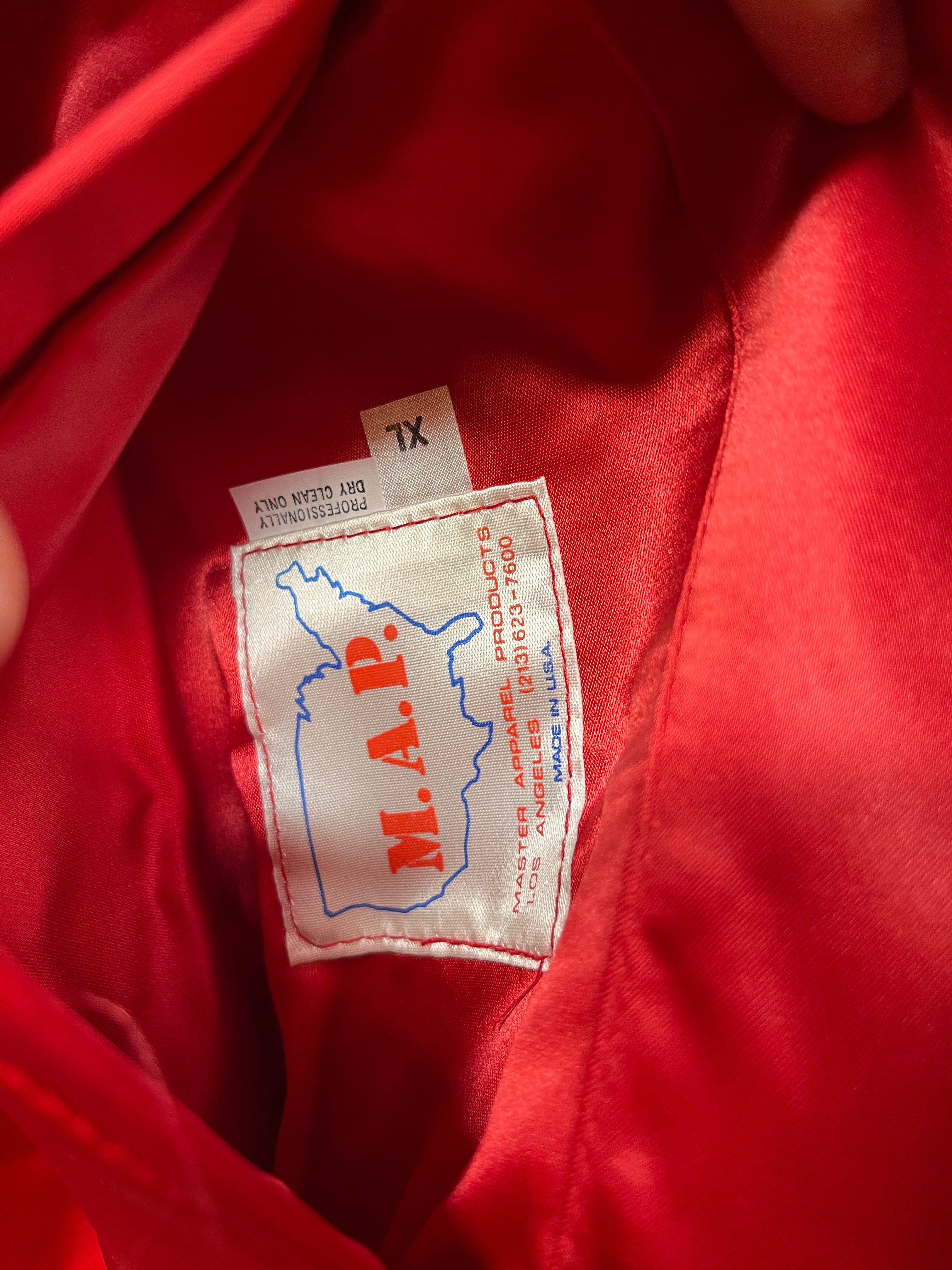 Vintage Courvoisier Le Cognac De Napoleon Alcohol Satin Reversible Black Red Zip Jacket: XL