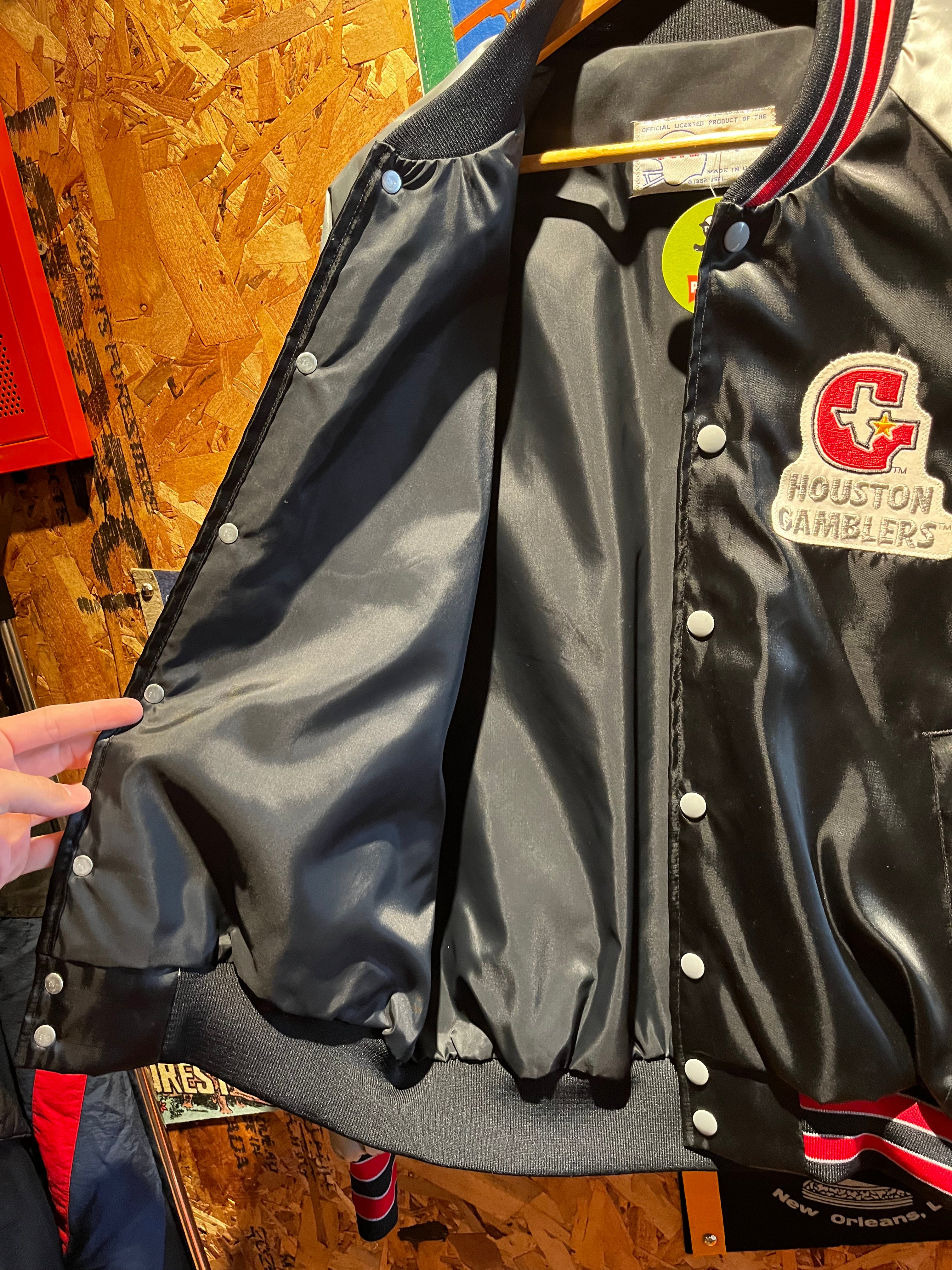 Vintage Houston Gamblers Football USFL Swingster 80's Satin Bomber Jacket: Large