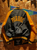 Vintage Purdue University 80's Black gold Stripe Bomber Varsity Nylon MVP Jacket: XL