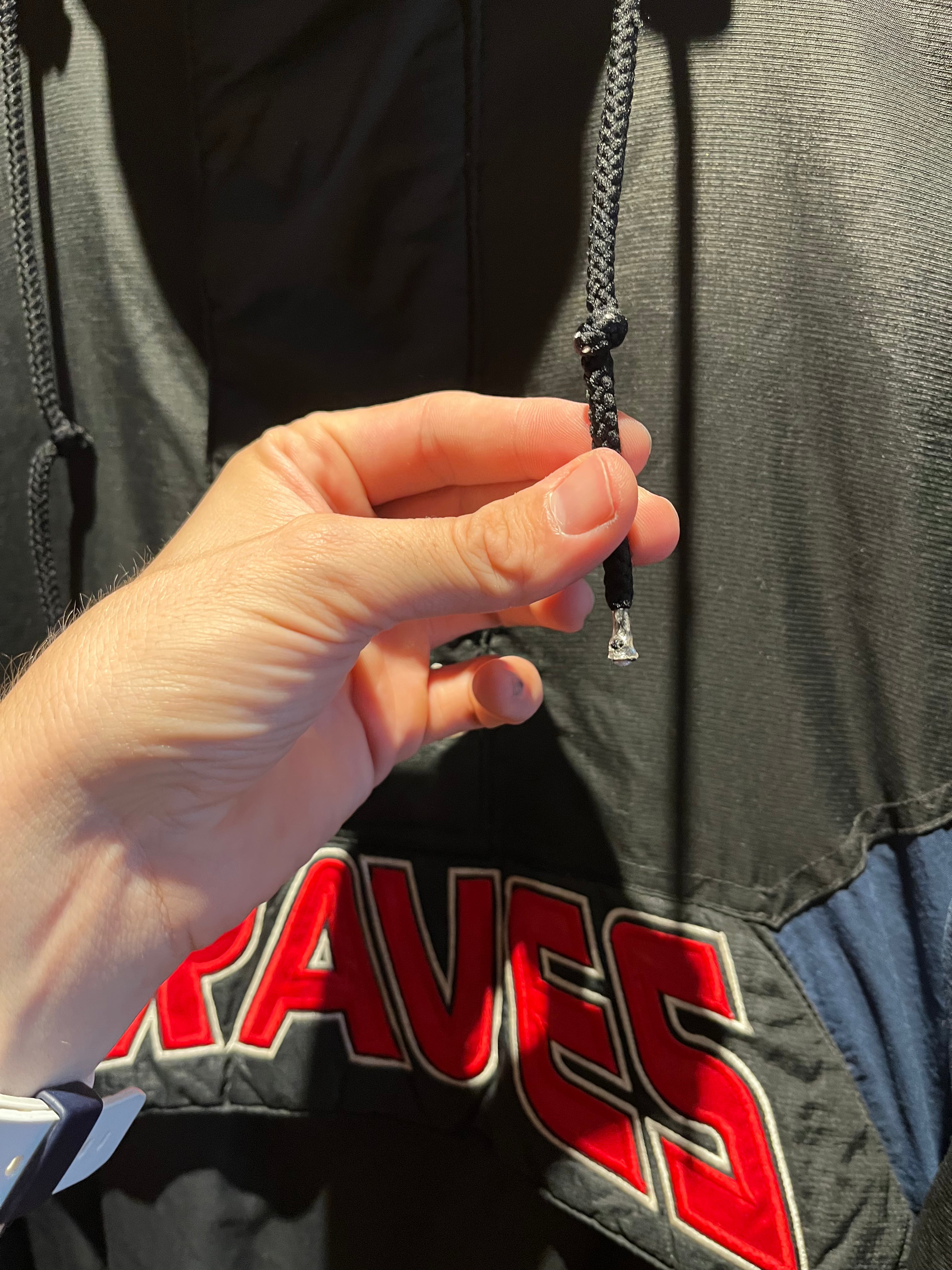 Vintage Atlanta Braves MLB Starter Half Zip Kangaroo Pocket Black Puffer Jacket: Large