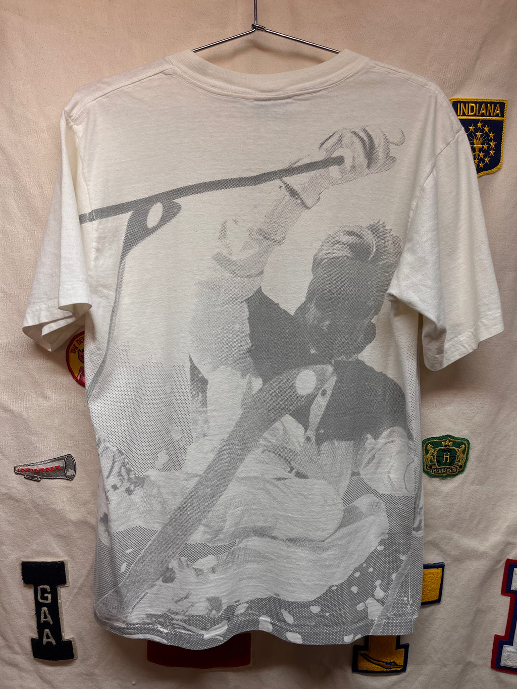 Vintage Vail Ski Resort All Over Print 90's Skier Oneita White T-Shirt: Large