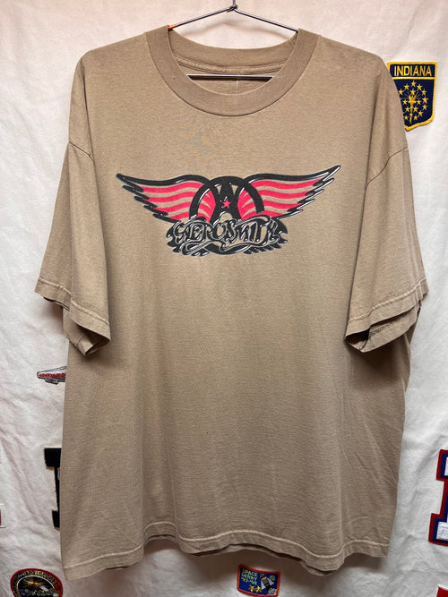 Vintage Aerosmith Nothing Can Stop This Rock 1998 Tan Concert Tour T-Shirt: XXL