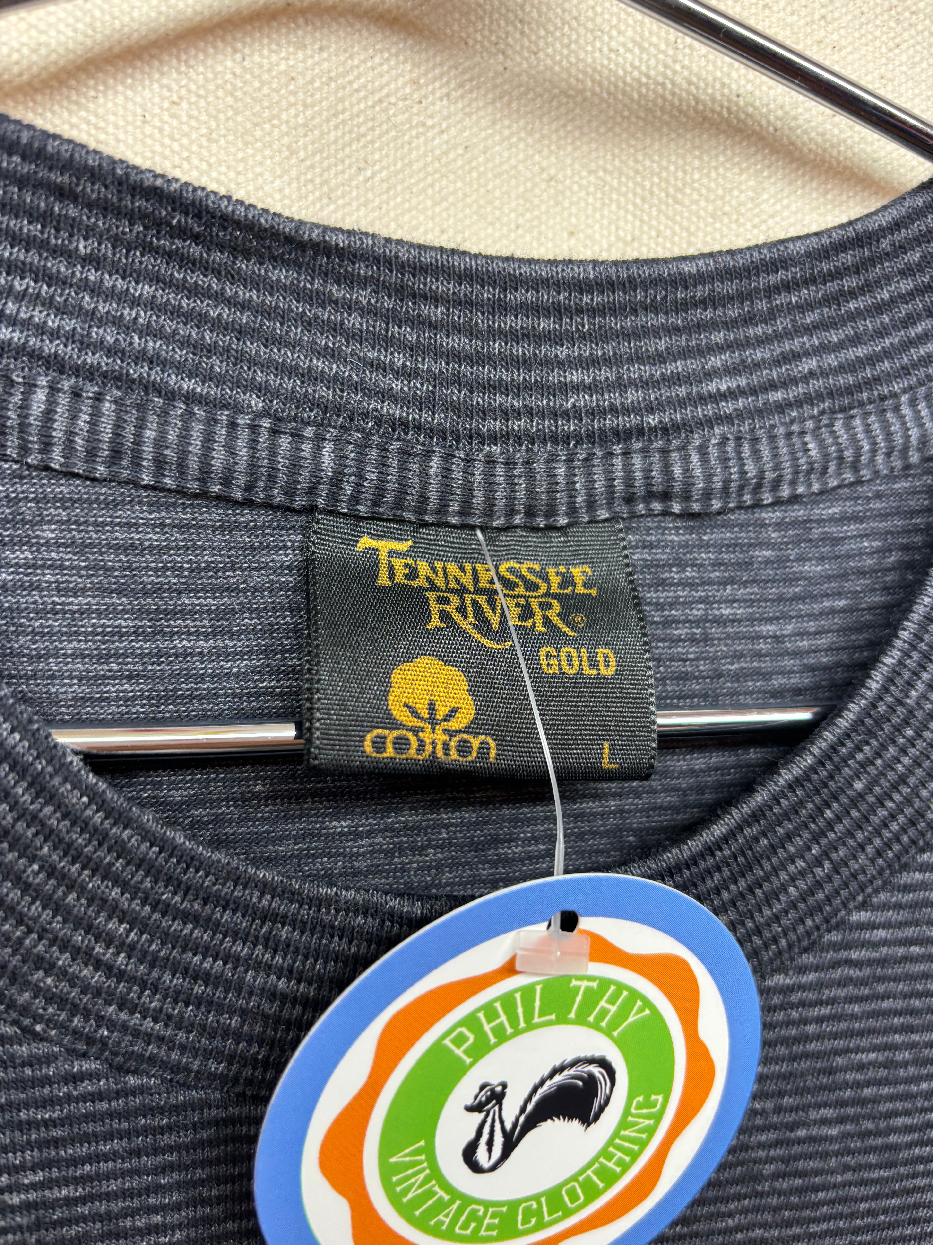 Vintage Striped Harley Davidson 1993 Daytona Beach Robison Florida Tennessee River T-Shirt: Large