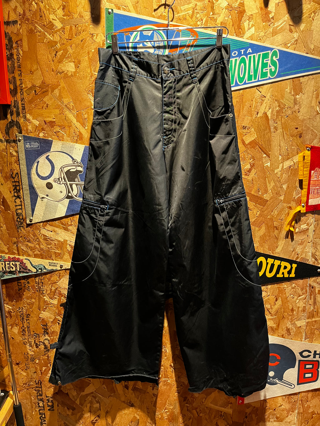 VIntage Kikwear KWR Black Blue Rave Baggy Y2K Pants: 32x31