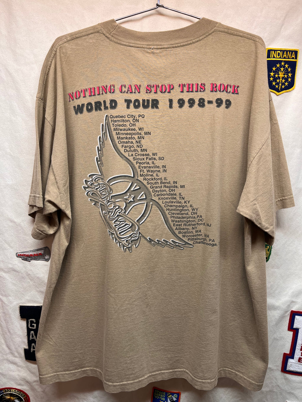 Vintage Aerosmith Nothing Can Stop This Rock 1998 Tan Concert Tour T-Shirt: XXL