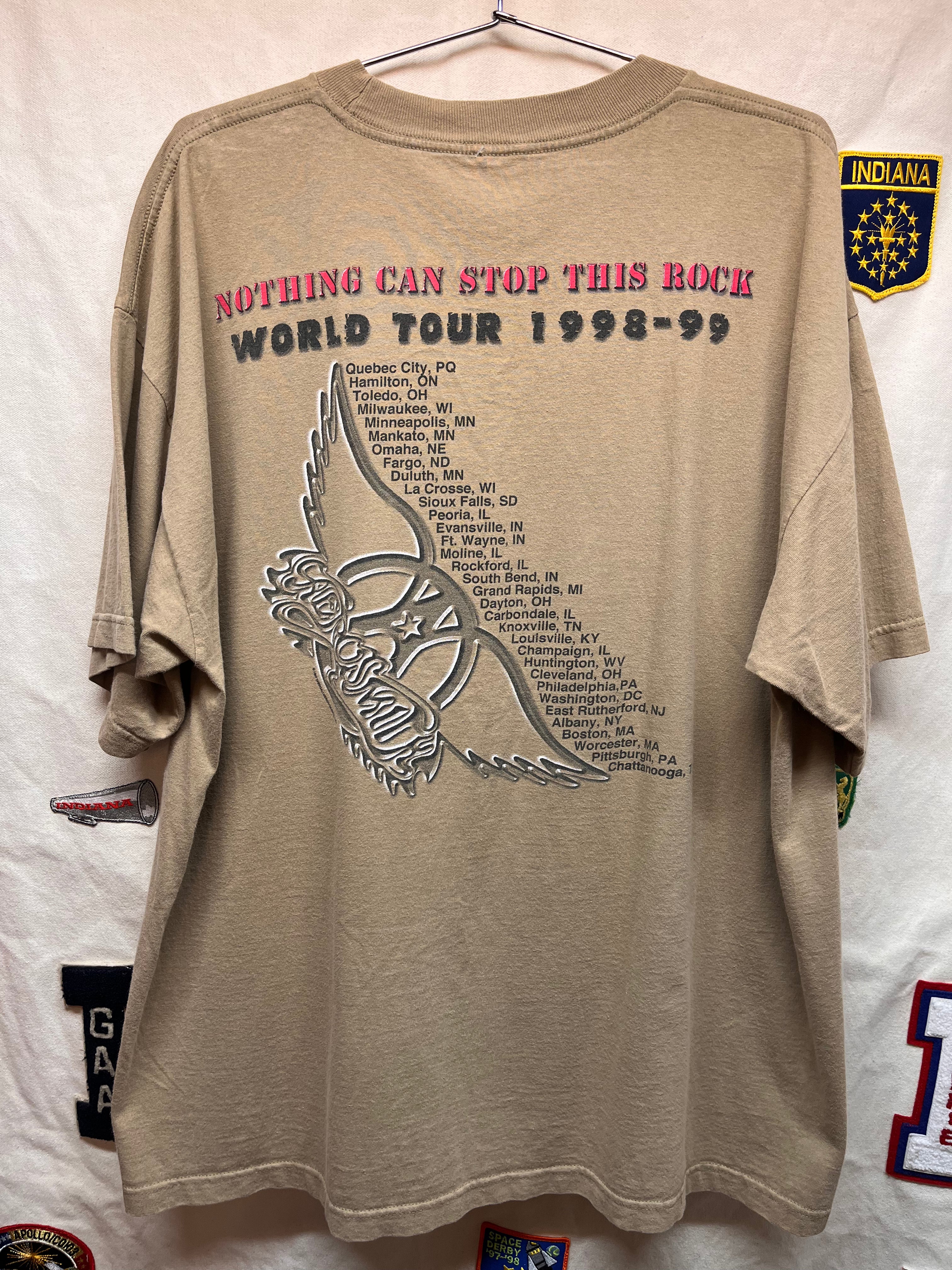 Vintage Aerosmith Nothing Can Stop This Rock 1998 Tan Concert Tour T-Shirt: XXL