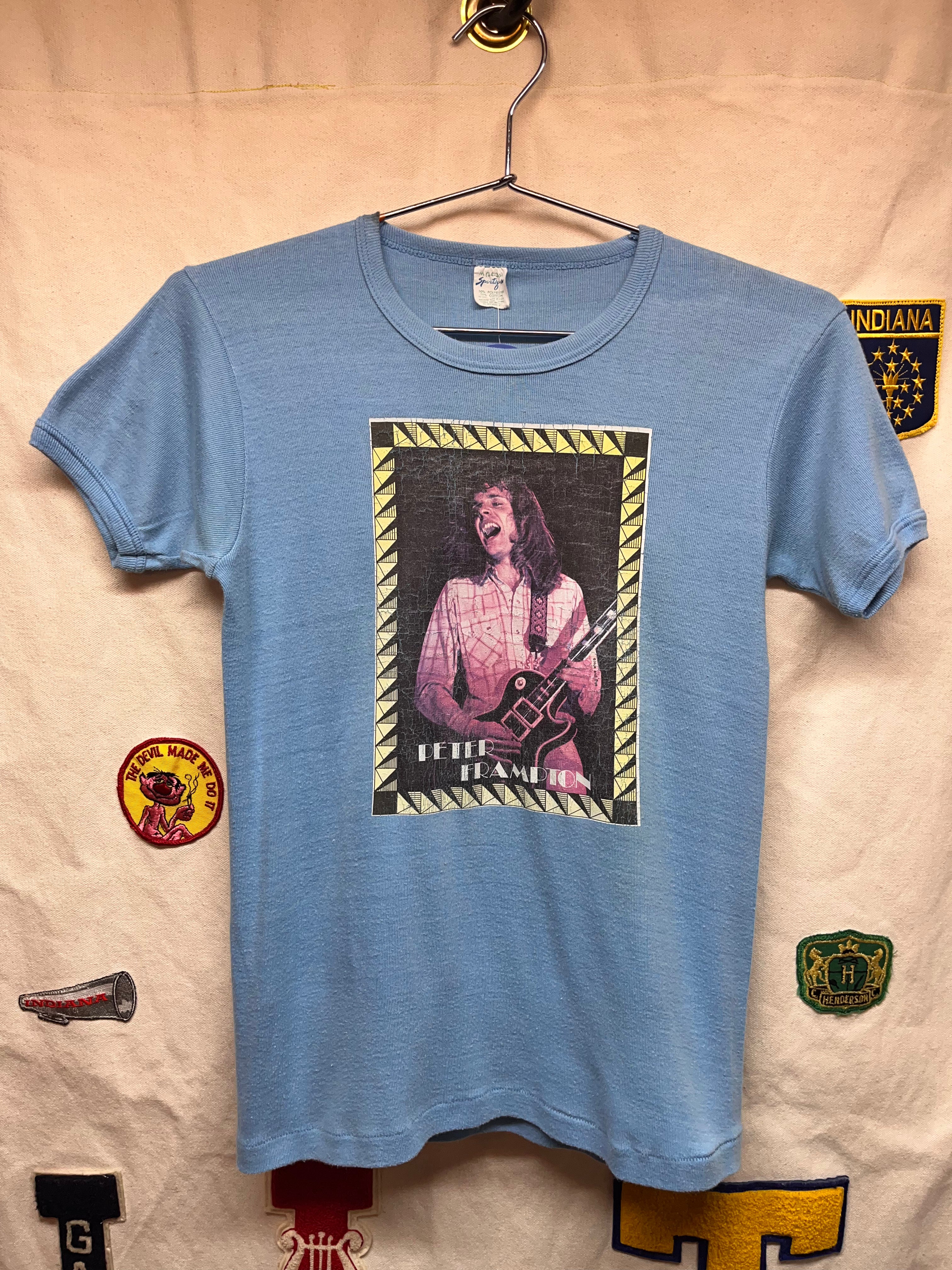Vintage Peter Frampton 70's Blue Heat Transfer Sportique T-Shirt: Medium