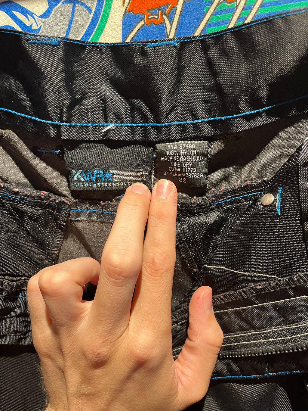 VIntage Kikwear KWR Black Blue Rave Baggy Y2K Pants: 32x31