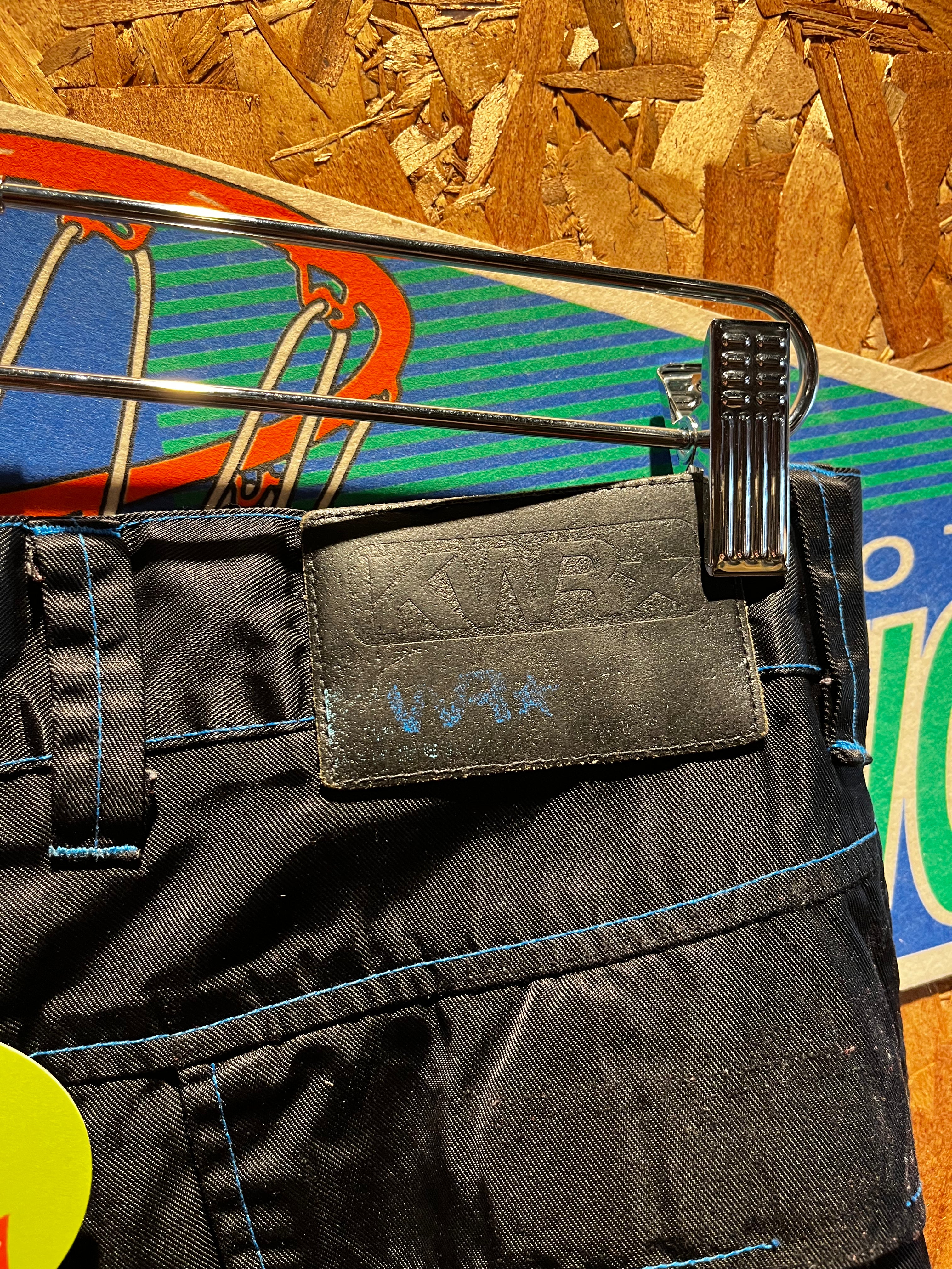 VIntage Kikwear KWR Black Blue Rave Baggy Y2K Pants: 32x31