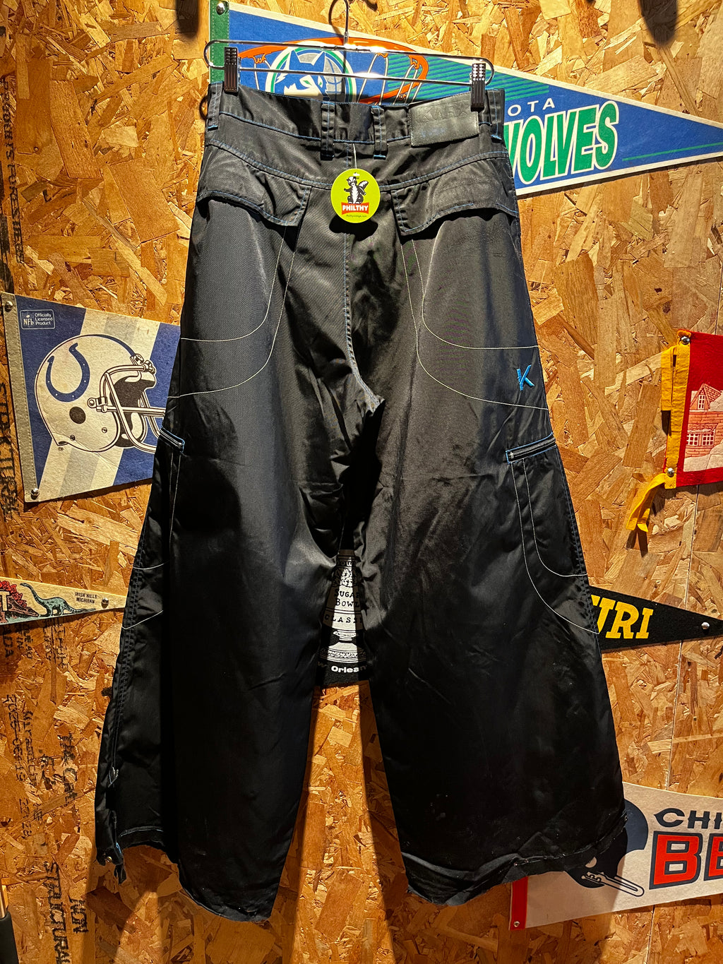 VIntage Kikwear KWR Black Blue Rave Baggy Y2K Pants: 32x31