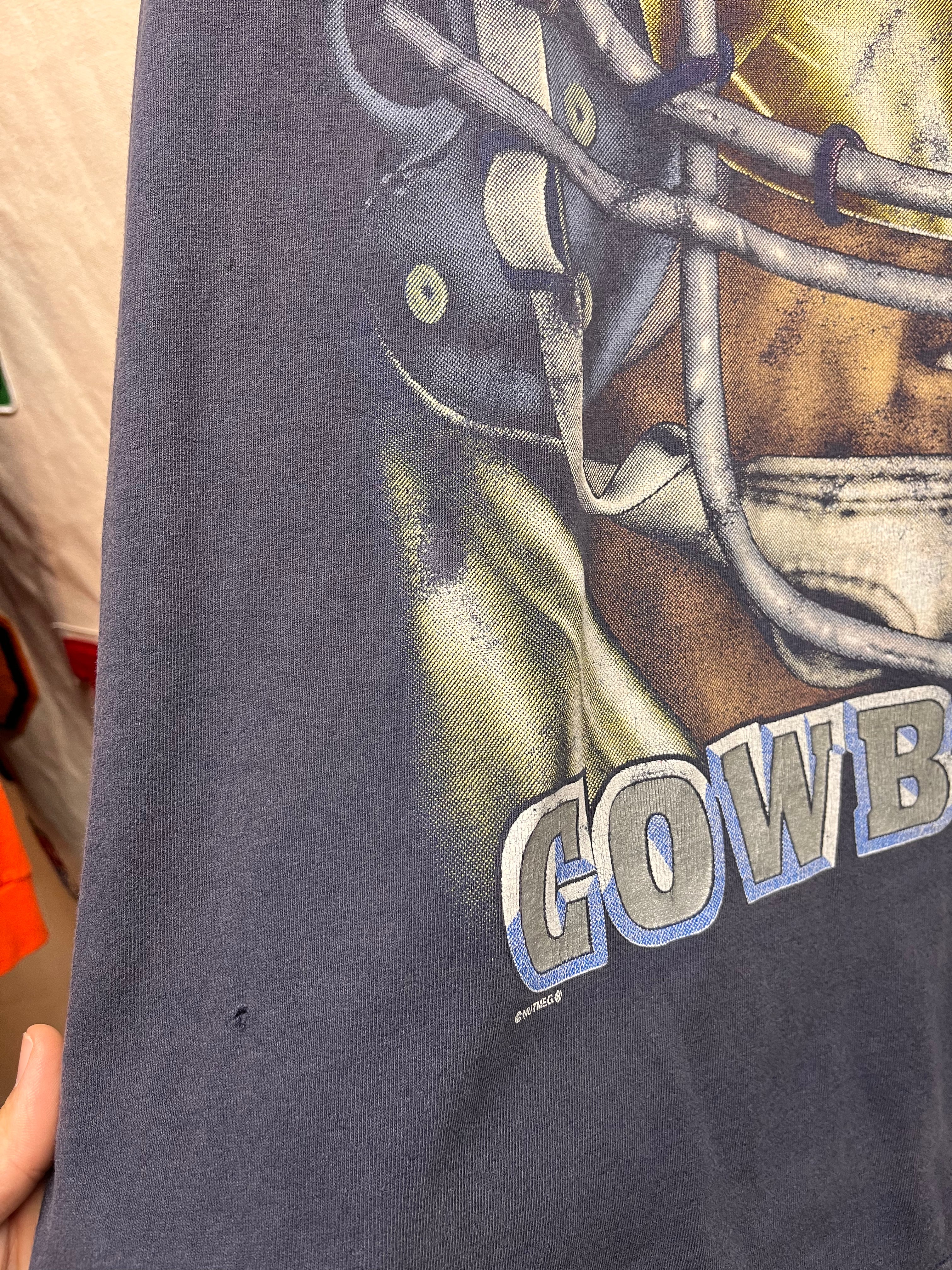 Vintage Dallas Cowboys NFL Helmet Nutmeg Lee Sport 1996 Navy T-Shirt: XXL