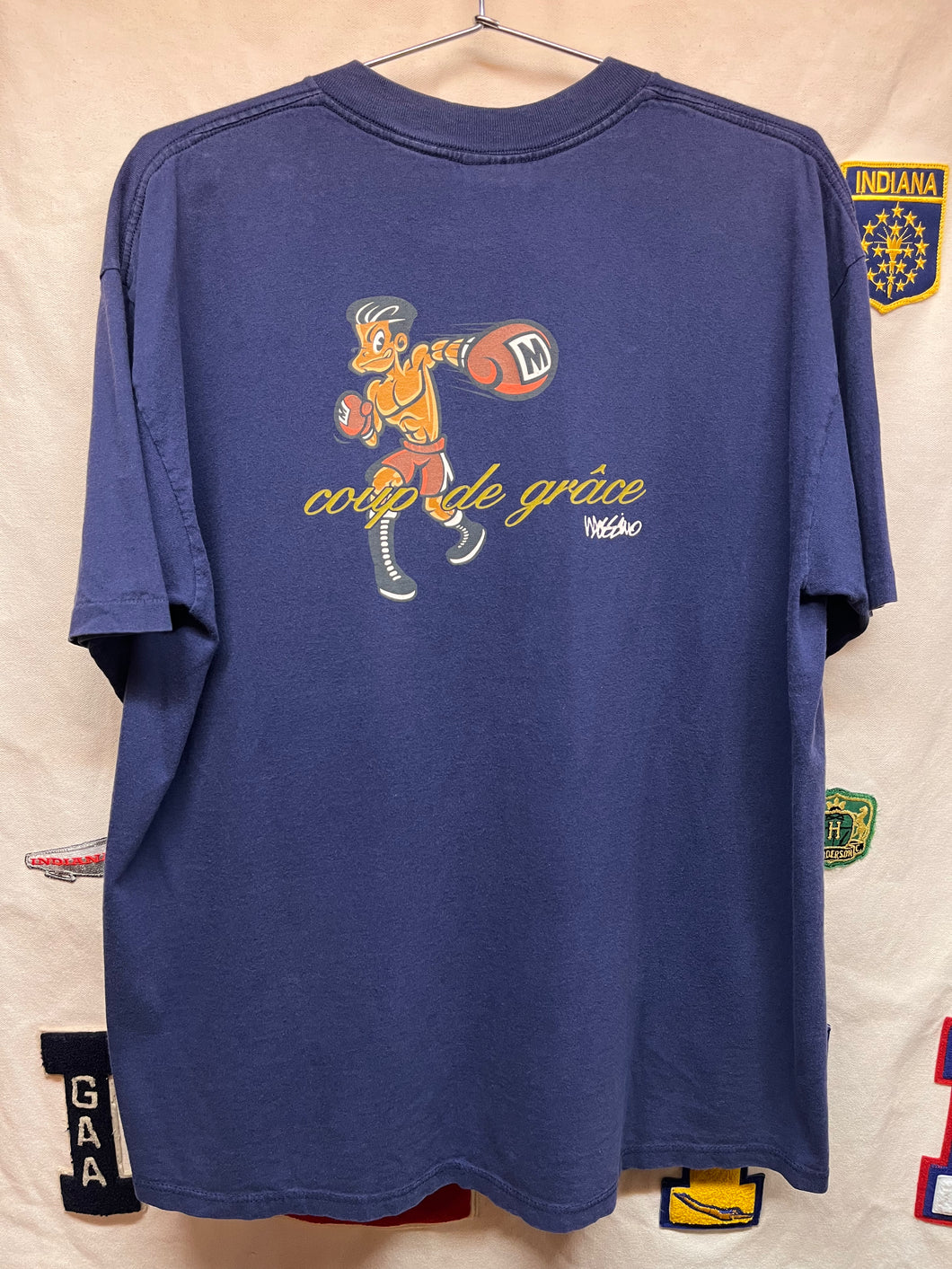 Vintage Mossimo Coup De Grace Boxing Boxer USA Navy T-Shirt: Large