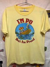 Load image into Gallery viewer, Vintage I&#39;m Po But I&#39;m Proud Po Folks Seafood Family Restaurant 70&#39;s Yellow T-Shirt: Large/Medium
