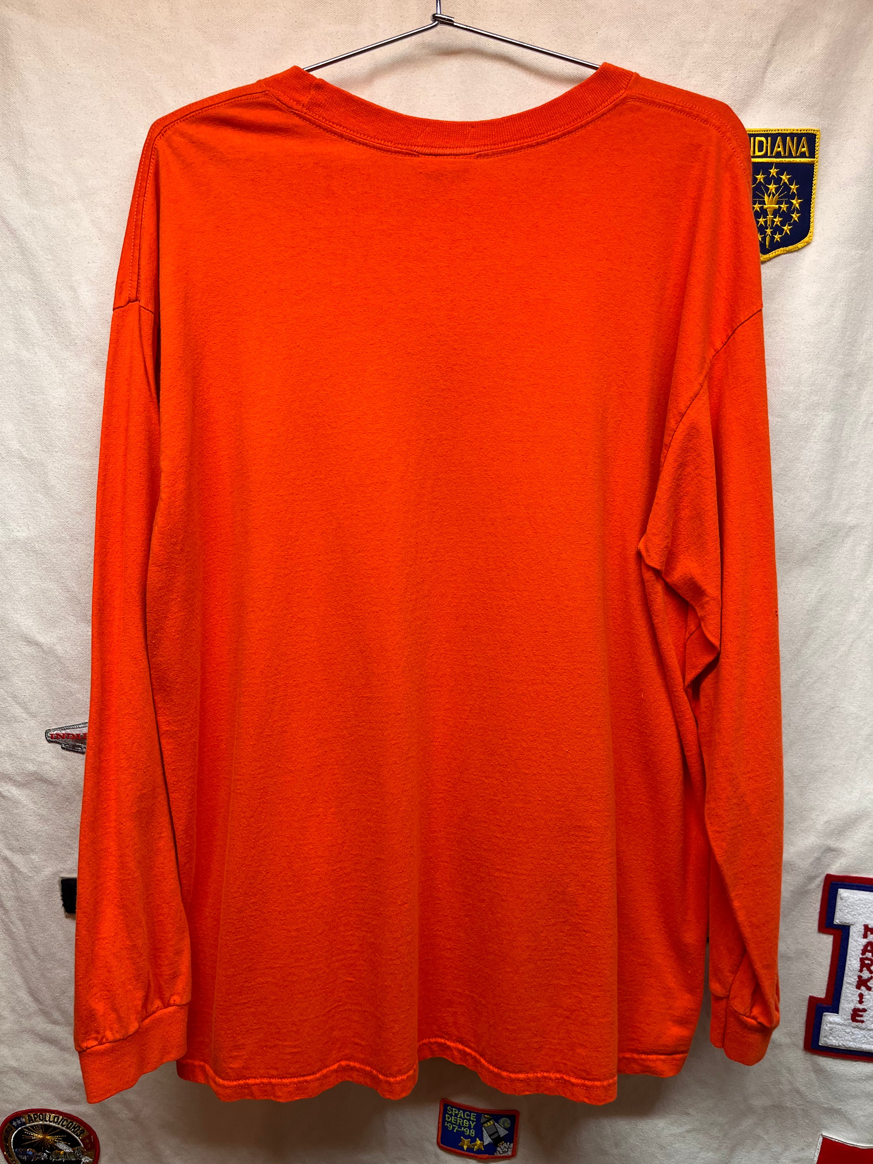 Vintage Nike Team Y2K University of Illinois Center Swoosh Orange Longsleeve T-Shirt: Large