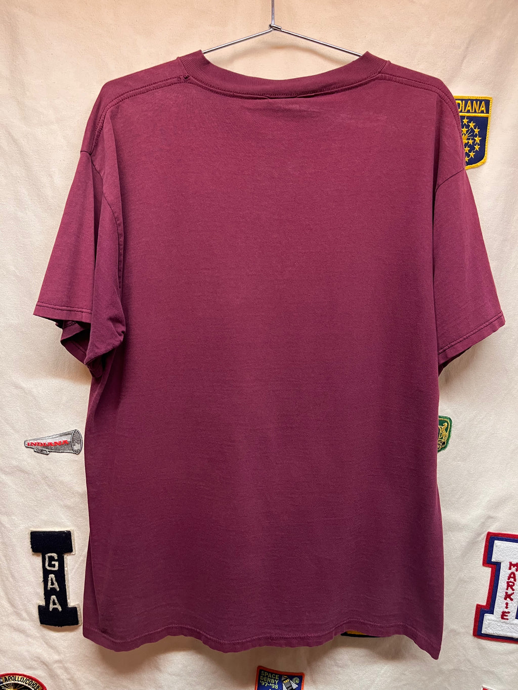 Vintage San Francisco 49ers Helmet 1996 Maroon Distressed T-Shirt: XL