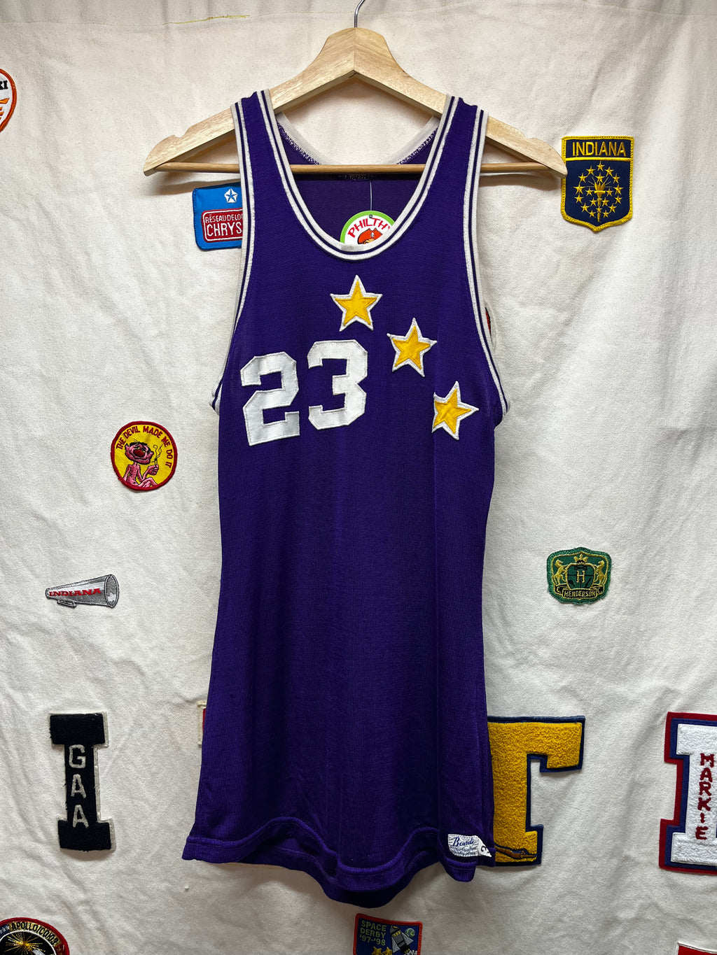 True Vintage Durene Purple Gold Star 50s 60s Beards Basketball Jersey: Small 38