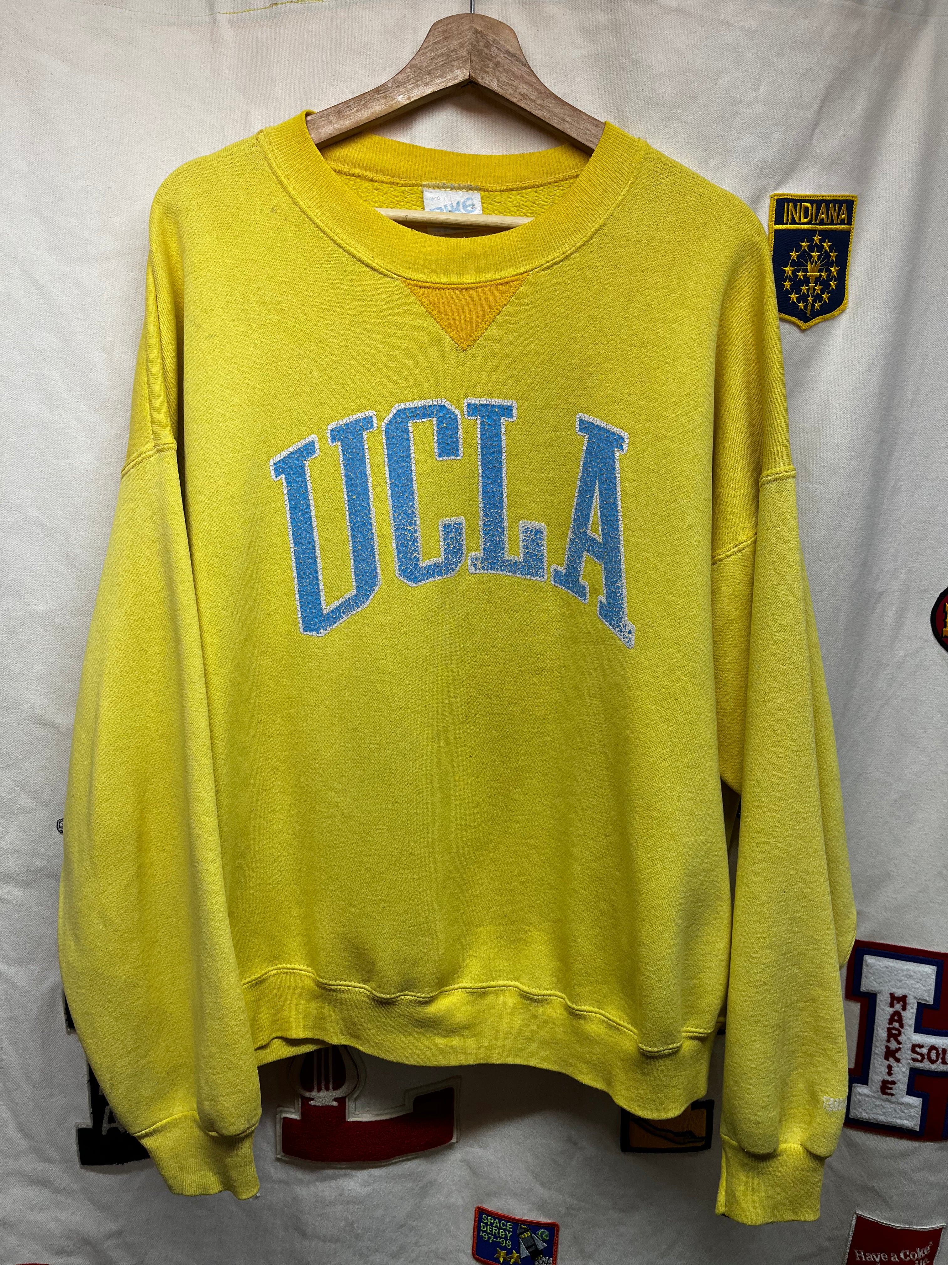 Vintage UCLA Bruins Yellow 90s Bike Crewneck Sweatshirt: XXL