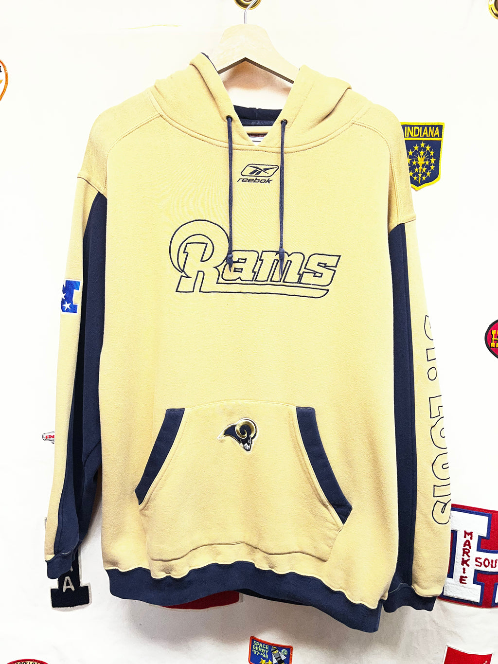 Vintage St.Louis Rams NFL Reebok Y2K Hoodie Sweatshirt: Medium