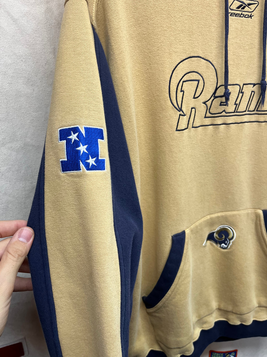 Vintage St.Louis Rams NFL Reebok Y2K Hoodie Sweatshirt: Medium