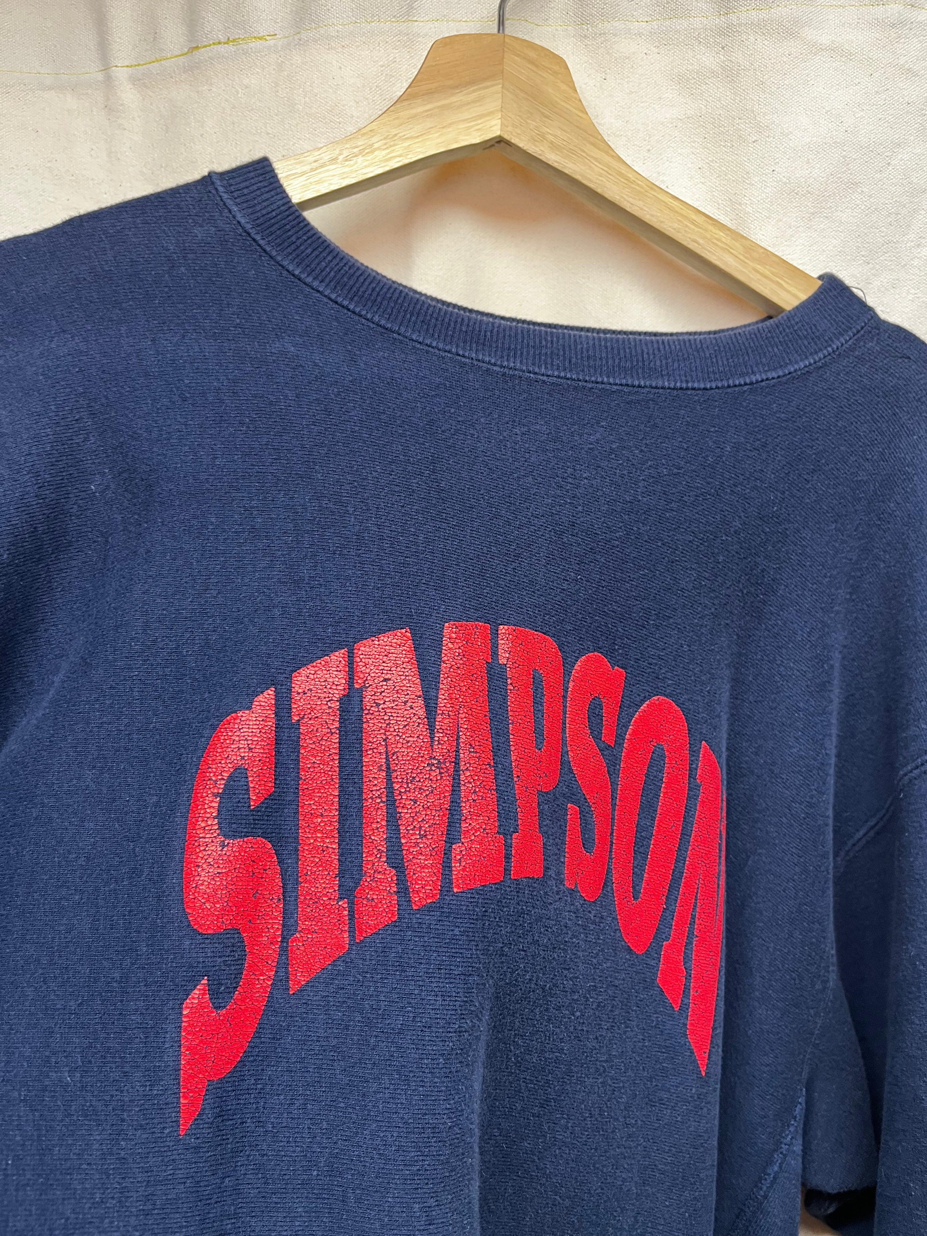 Vintage 90s Simpson College Navy Red Crewneck Sweatshirt Reverse Weave USA: XXL