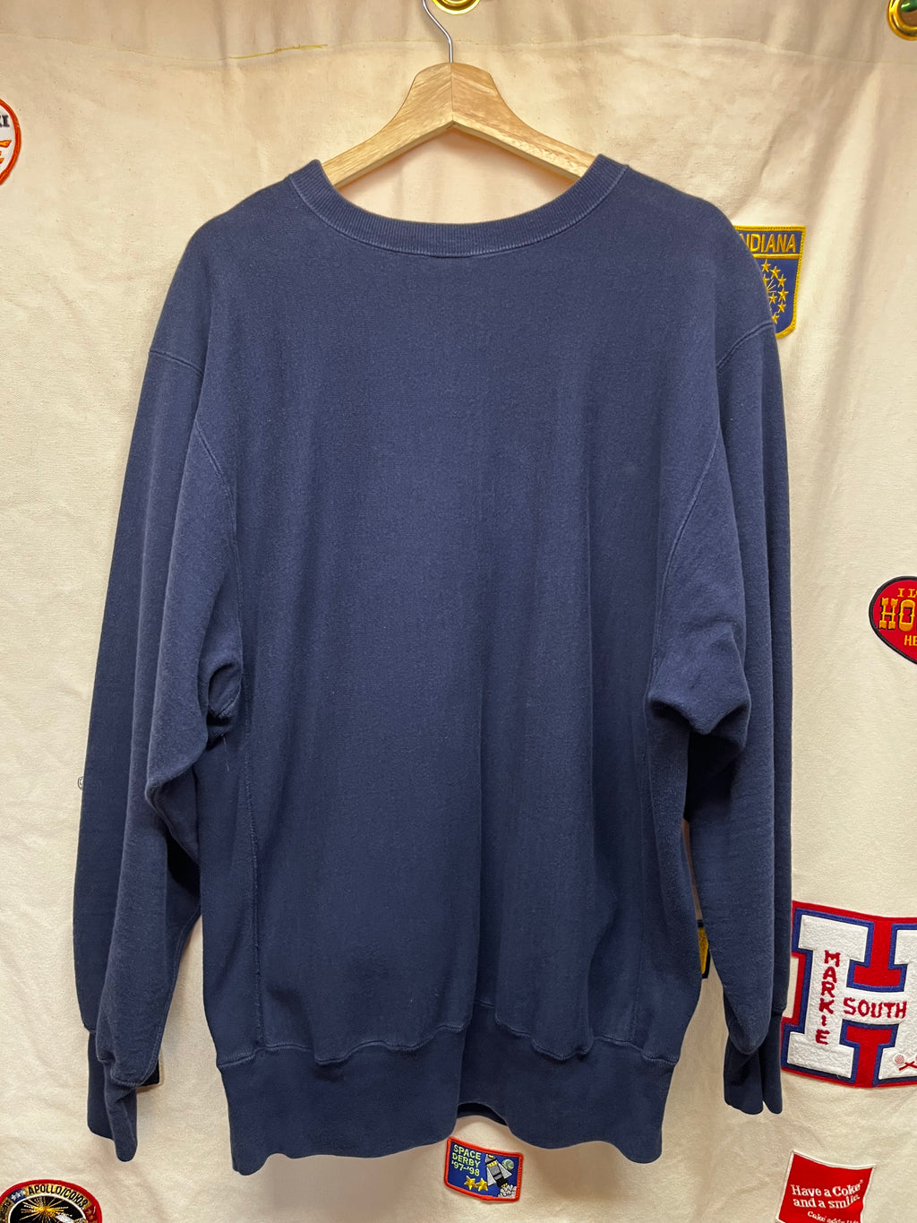 Vintage 90s Simpson College Navy Red Crewneck Sweatshirt Reverse Weave USA: XXL