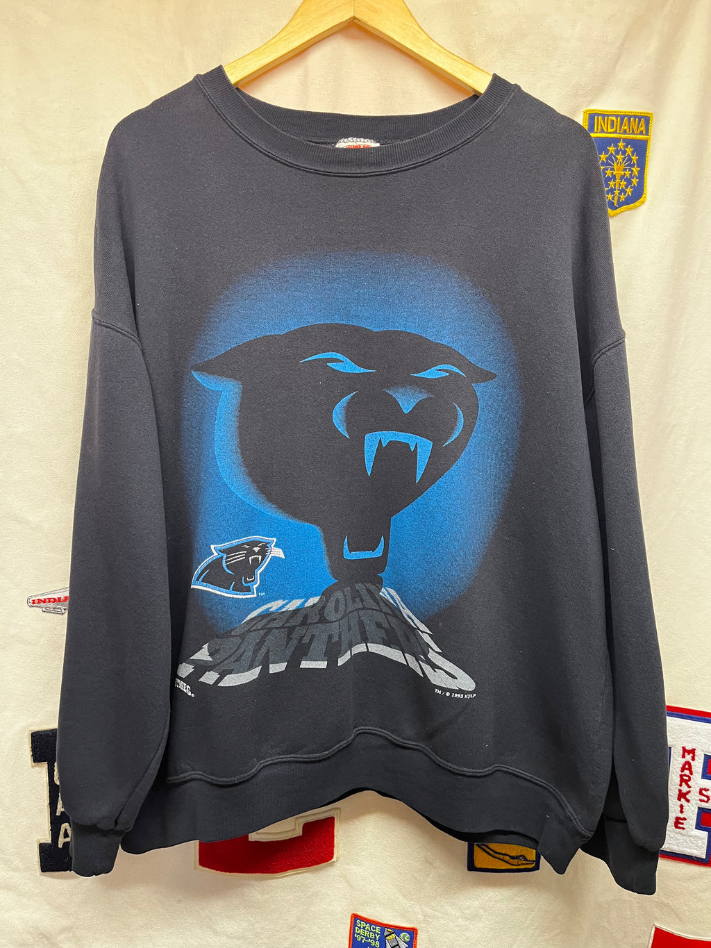 Vintage Carolina Panthers NFL 1995 Nutmeg Shadow Black Crewneck Sweatshirt: XL