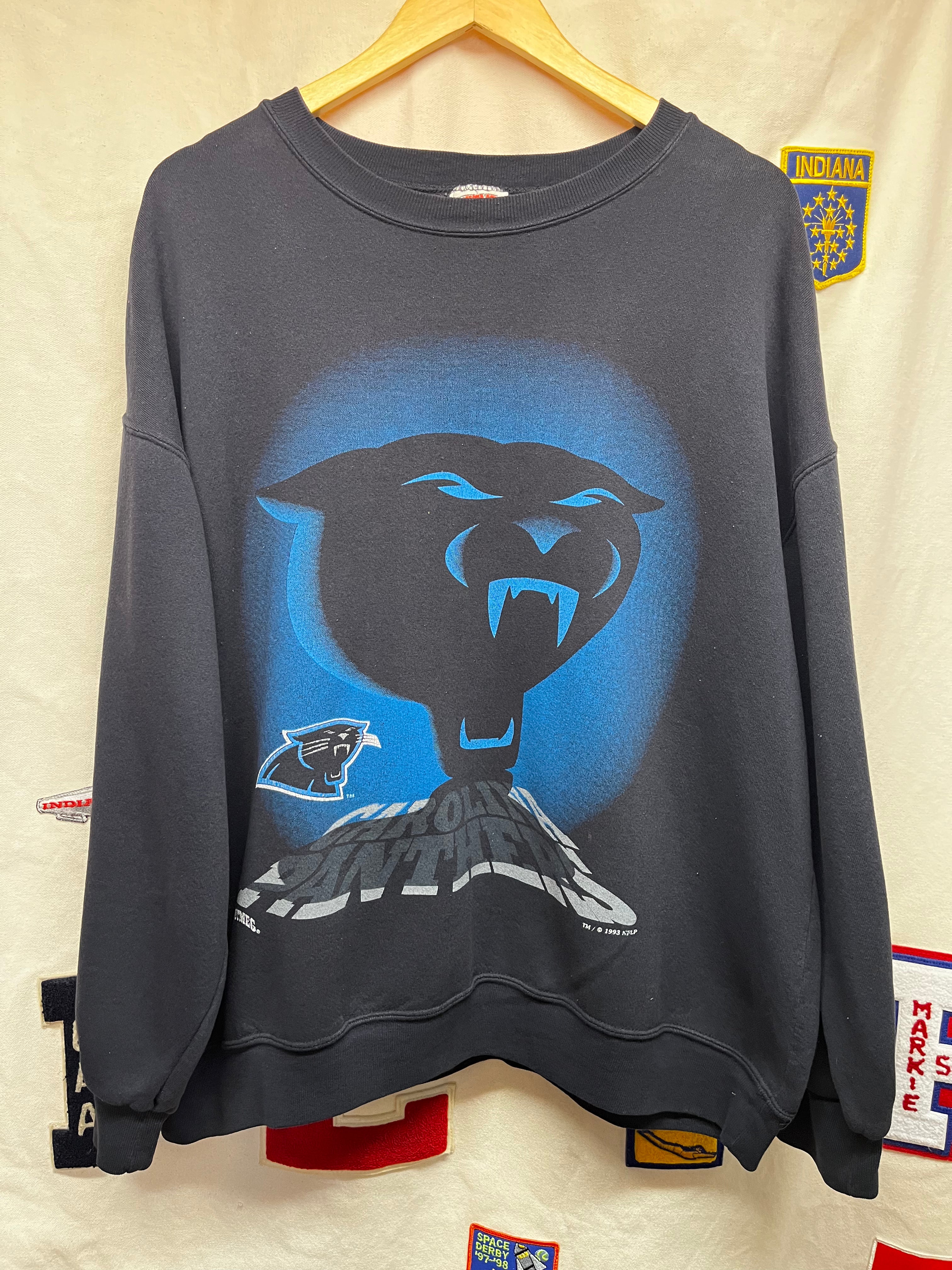 Vintage Carolina Panthers NFL 1995 Nutmeg Shadow Black Crewneck Sweatshirt: XL