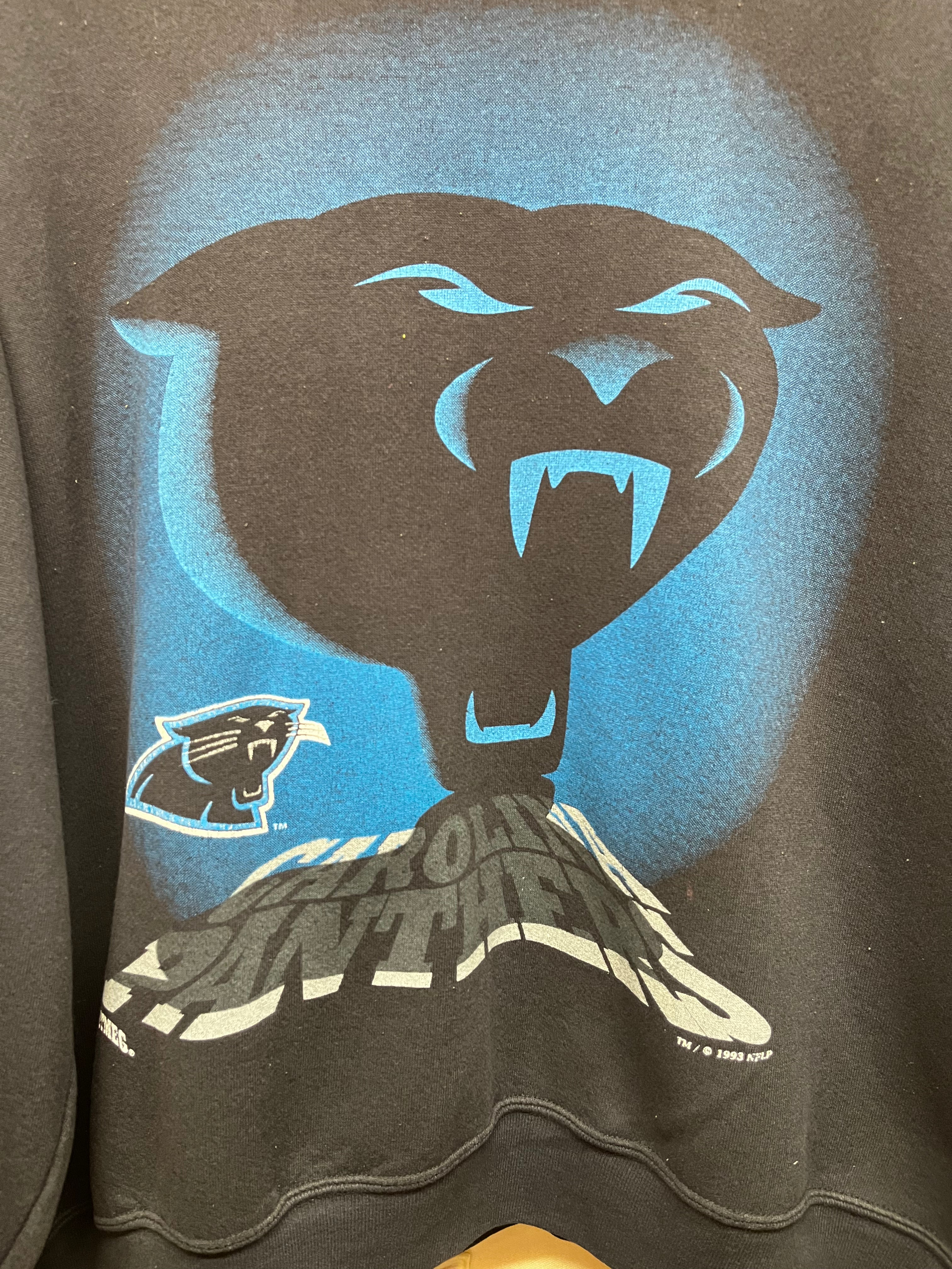 Vintage Carolina Panthers NFL 1995 Nutmeg Shadow Black Crewneck Sweatshirt: XL