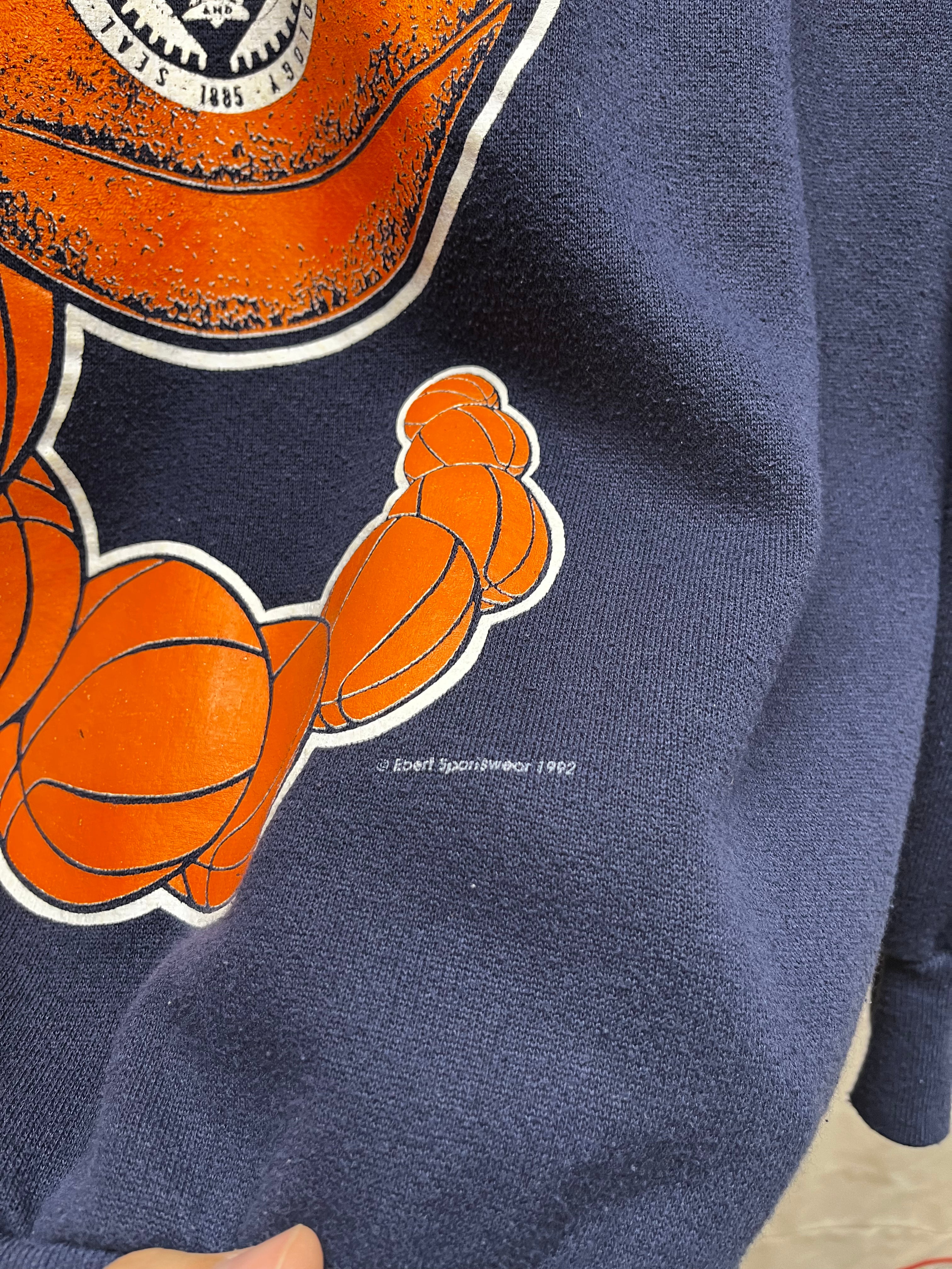Vintage Georgia Tech University 1992 Yellow Jackets Basketball Navy Crewneck Sweatshirt: XXL