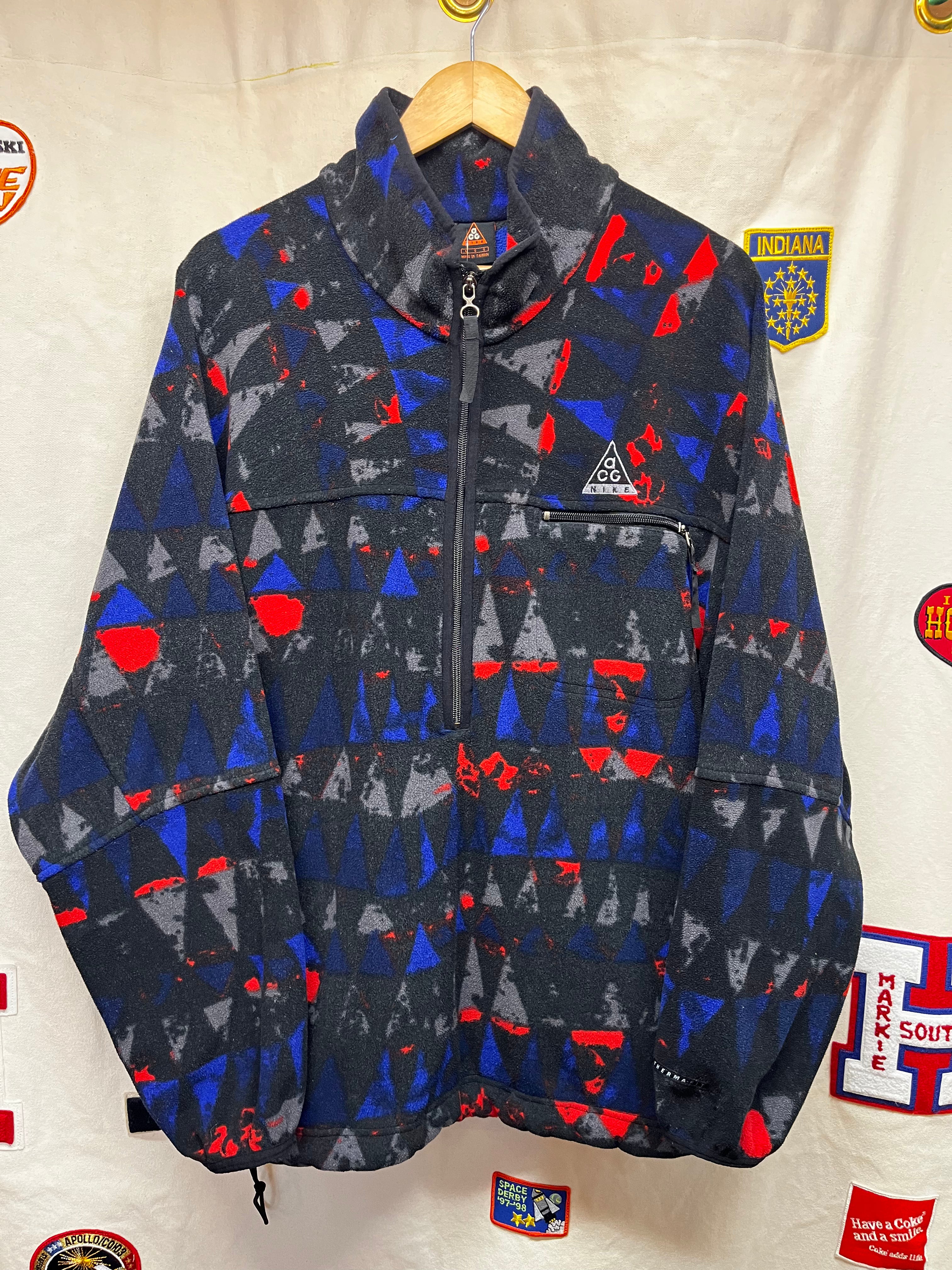 Vintage Nike ACG Pattern Fleece Half Zip Pullover: Large