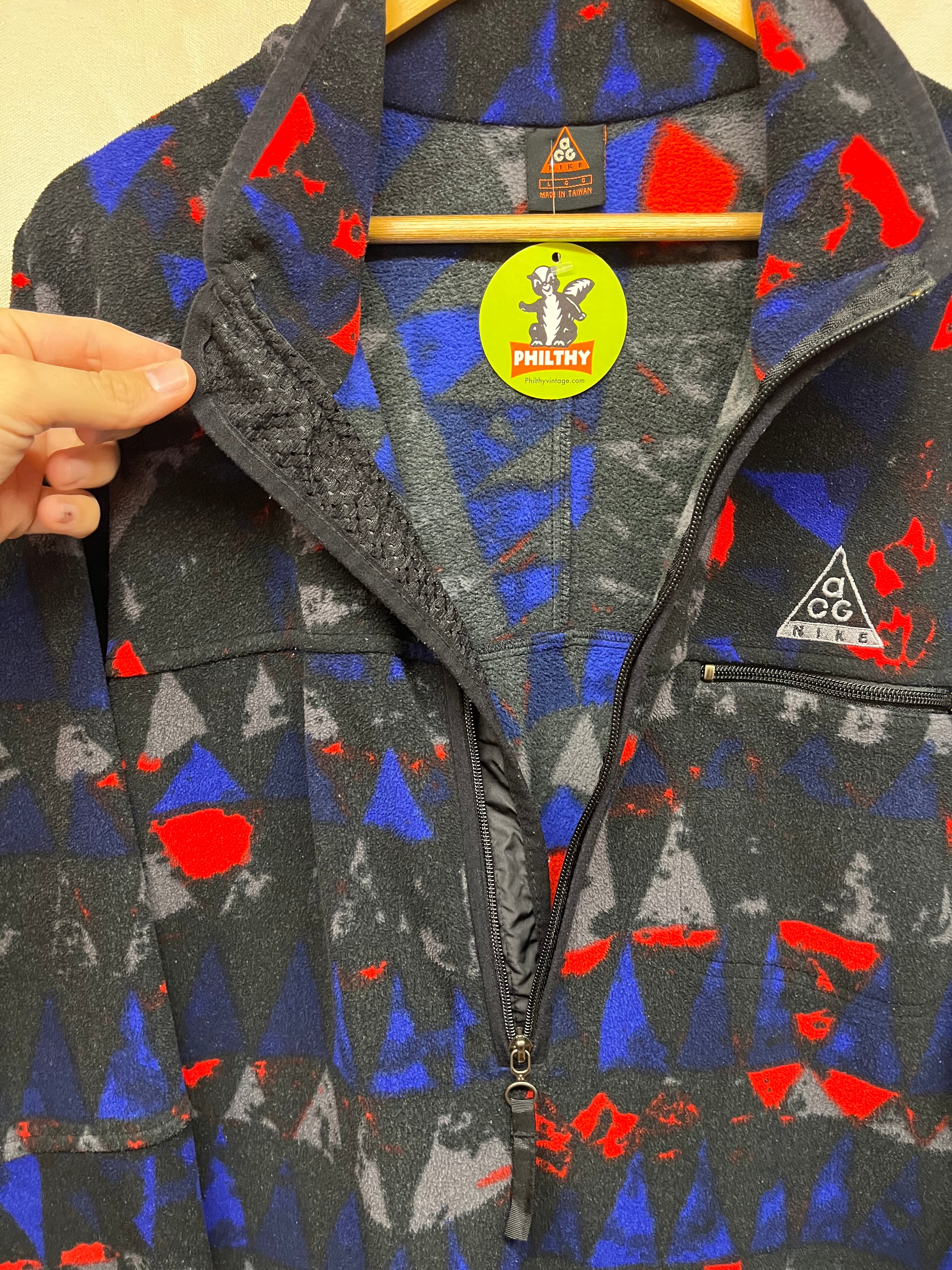 Vintage Nike ACG Pattern Fleece Half Zip Pullover: Large