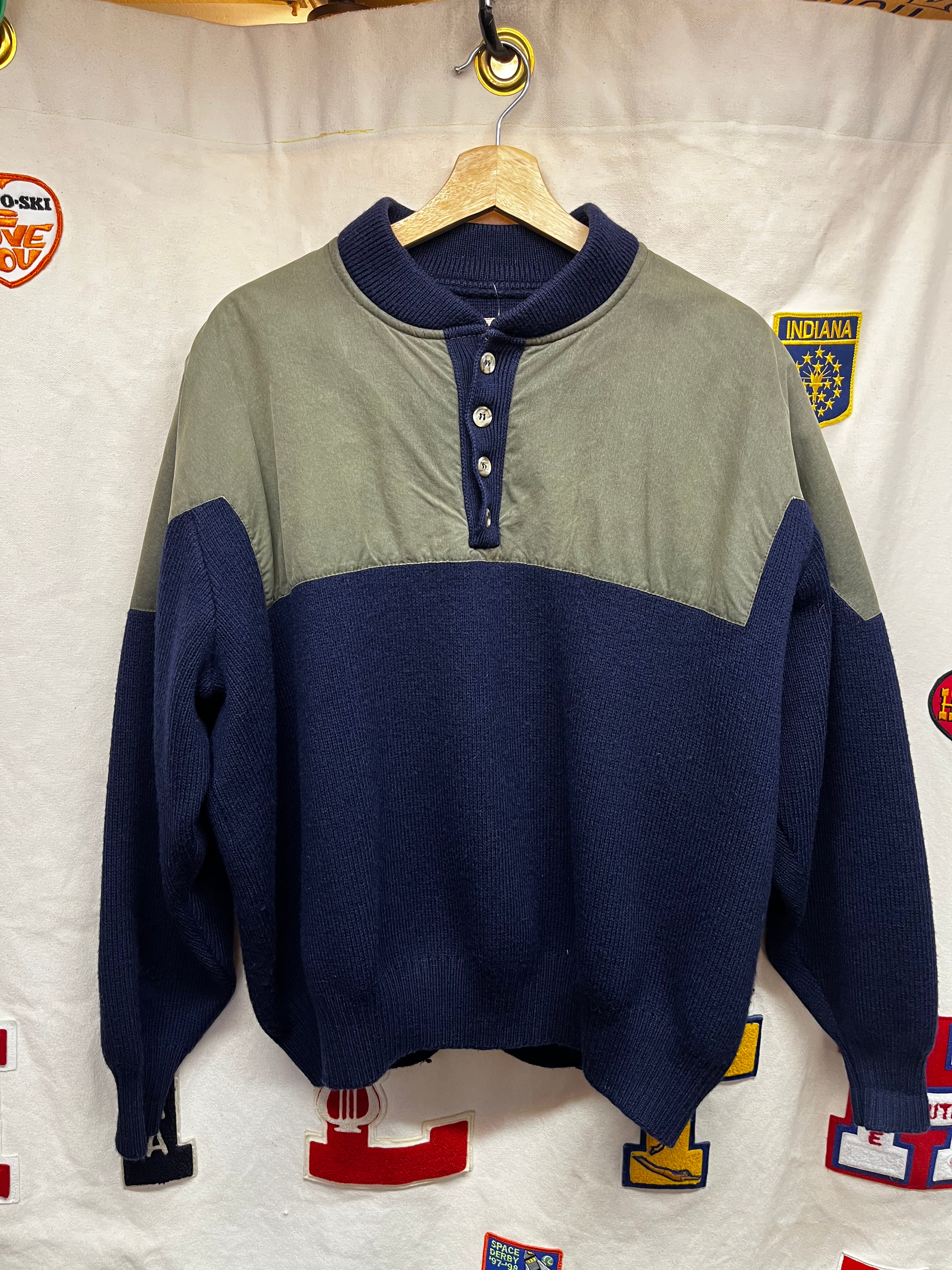 Vintage Filson Hunting Henley Guide Navy Wool Sweater: XXL