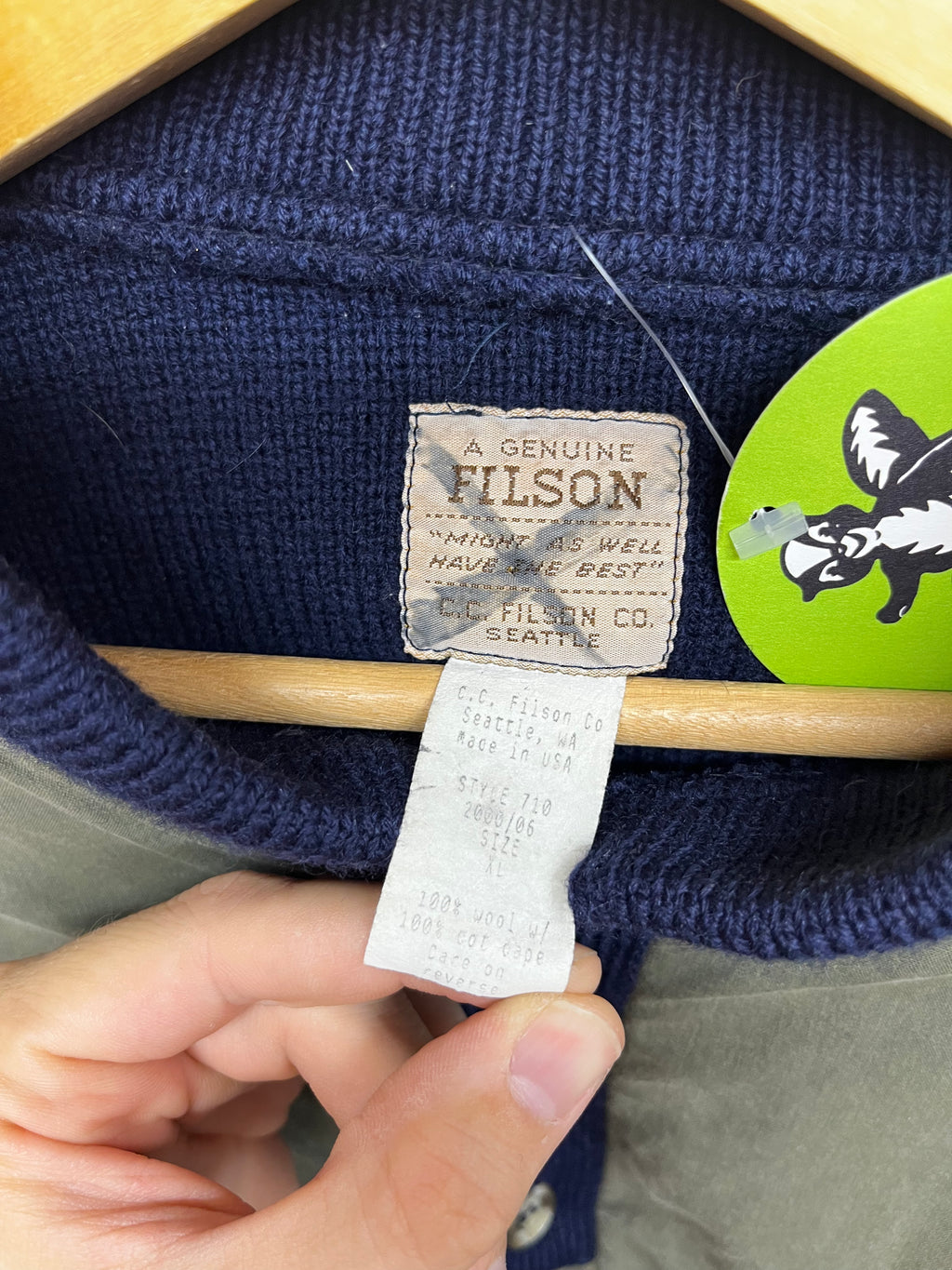 Vintage Filson Hunting Henley Guide Navy Wool Sweater: XXL