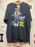 Vintage Lost In Space Movie Promo Robot 90s Toy Print Black T-Shirt: XL