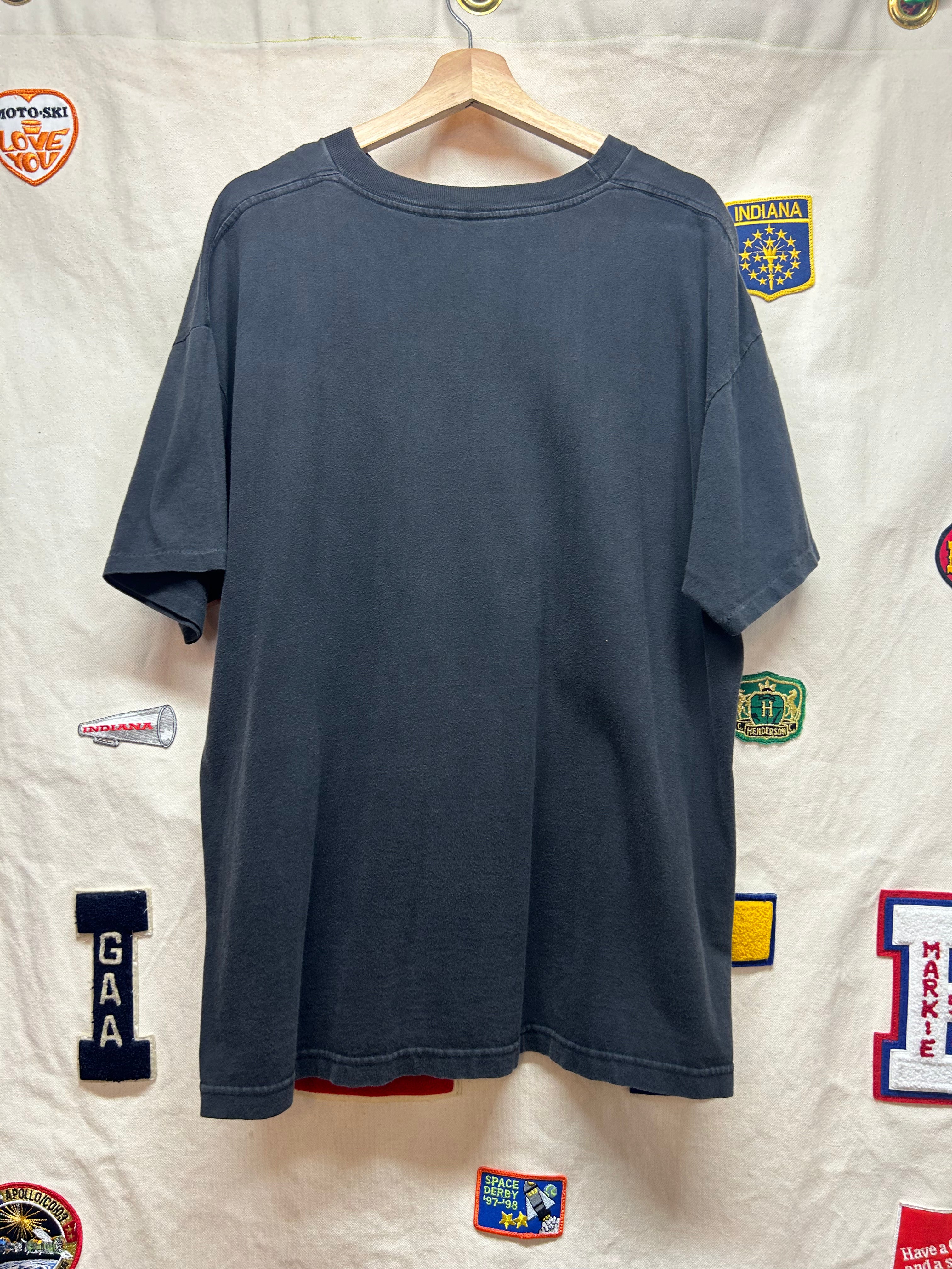 Vintage Lost In Space Movie Promo Robot 90s Toy Print Black T-Shirt: XL