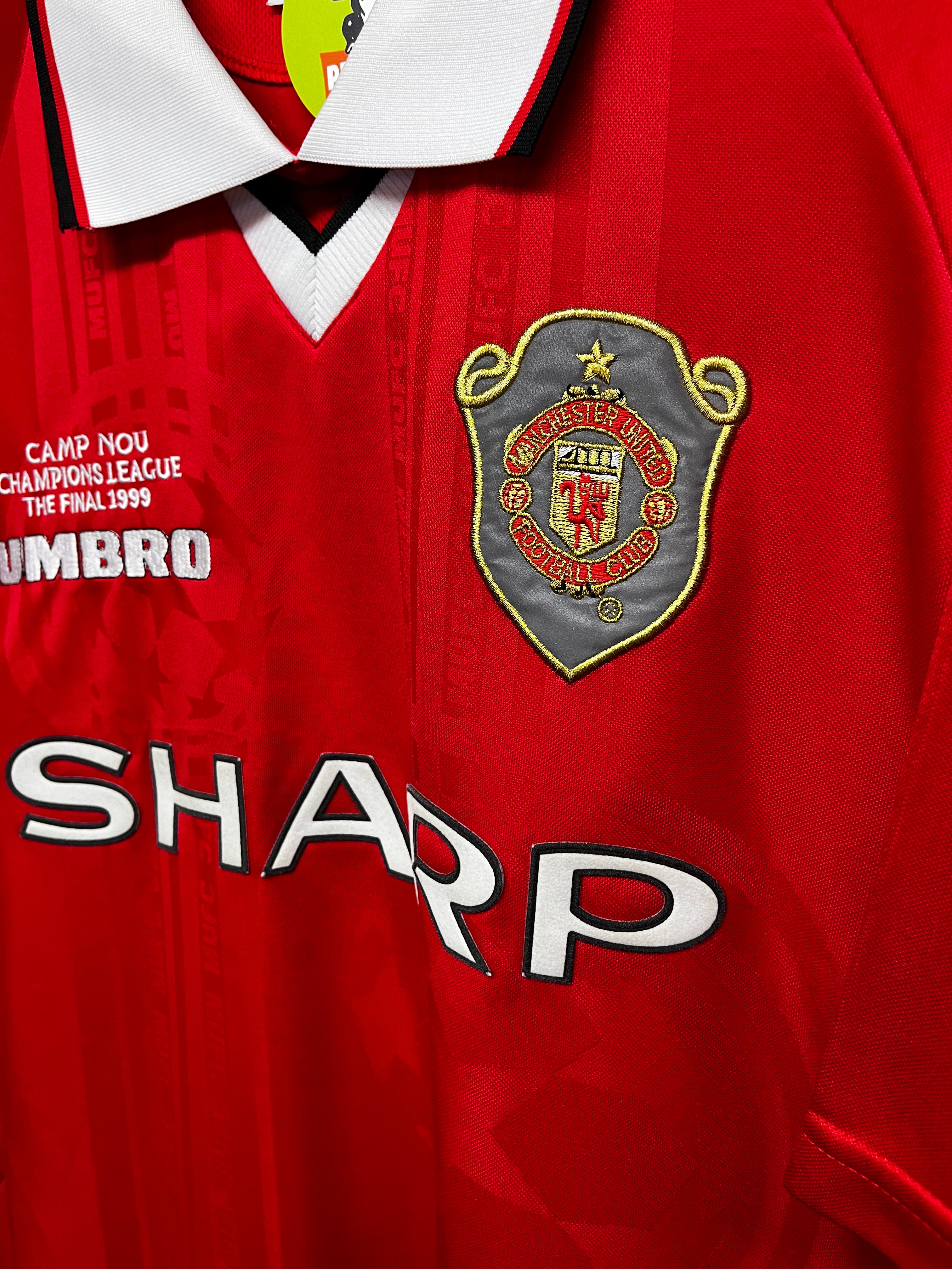Vintage Dwight Yorke 19 1999 Champions Leauge The Final Sharp Manchester United Umbro Soccer Jersey: 2XL