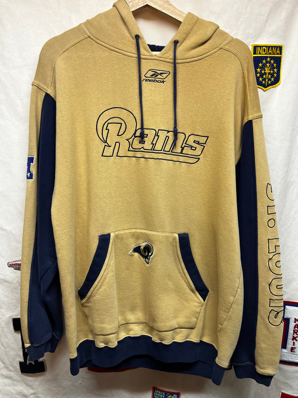 Vintage St.Louis Rams NFL Reebok Y2K Hoodie Sweatshirt: Medium