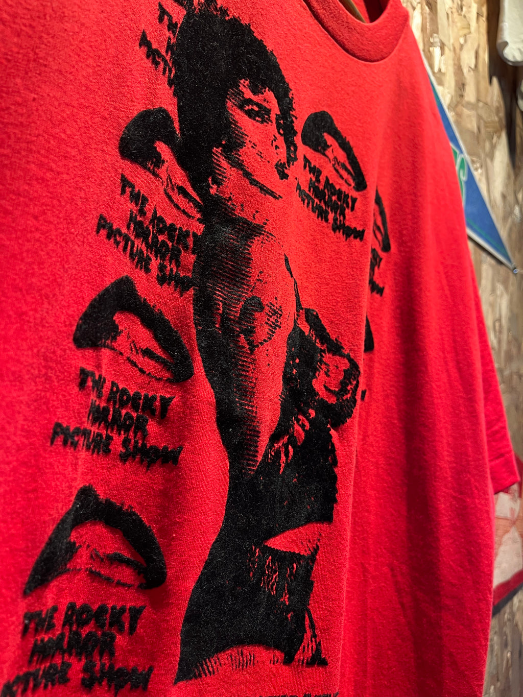 Vintage Rocky Horror Picture Show Movie Promo Tim Curry 1998 Flocked Red T-Shirt: XL
