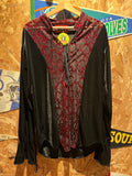 Vintage Lip Service Black Red Gothic Vampire Womens Velvet Blouse Shirt: Medium