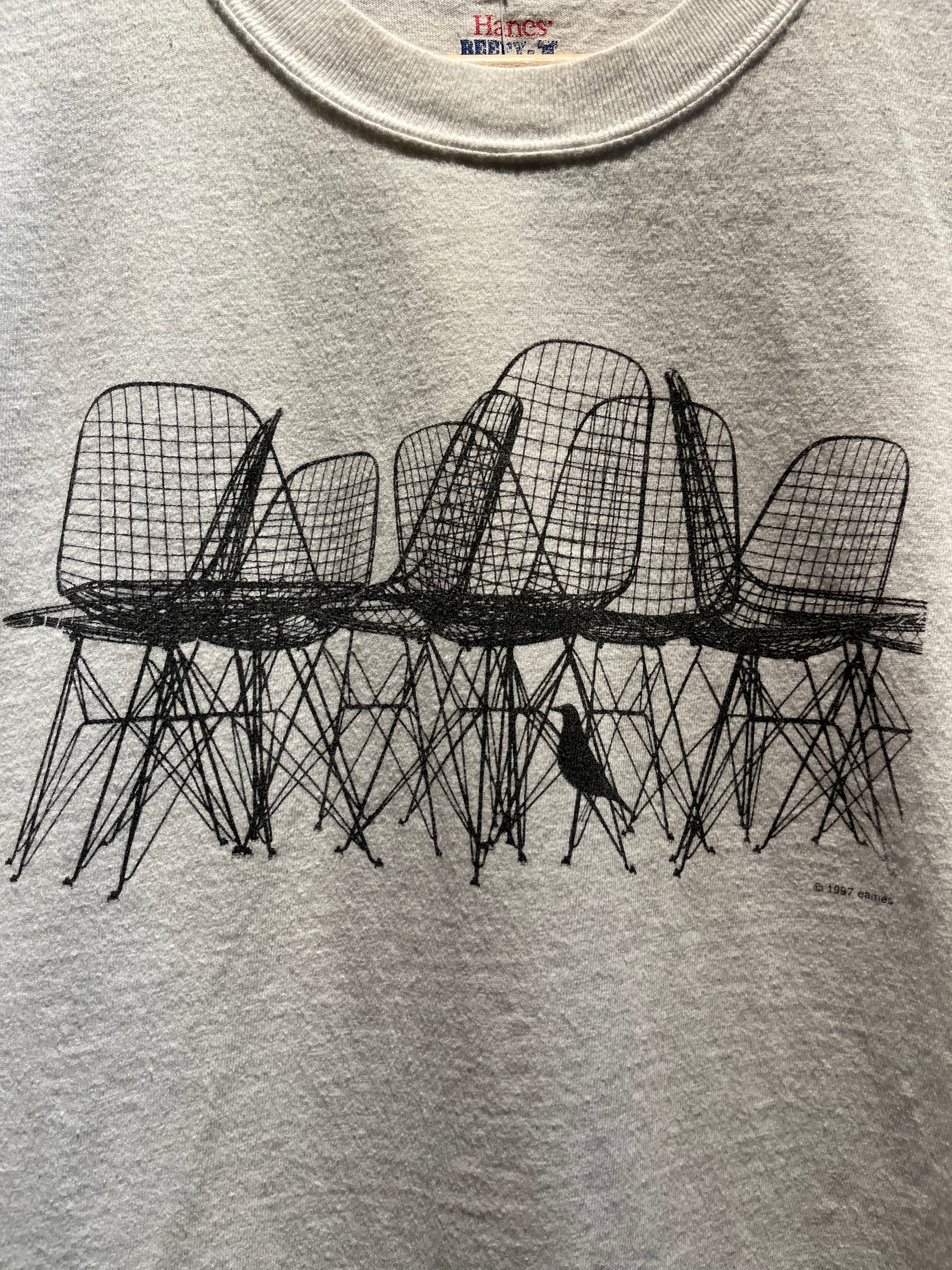 Vintage Eames Office Chair MCM Furniture 1997 White T-Shirt: Medium