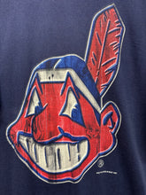 Load image into Gallery viewer, Vintage Cleveland Indians Big Face Chief Wahoo 1997 MLB Pro Player Navy T-Shirt: XL
